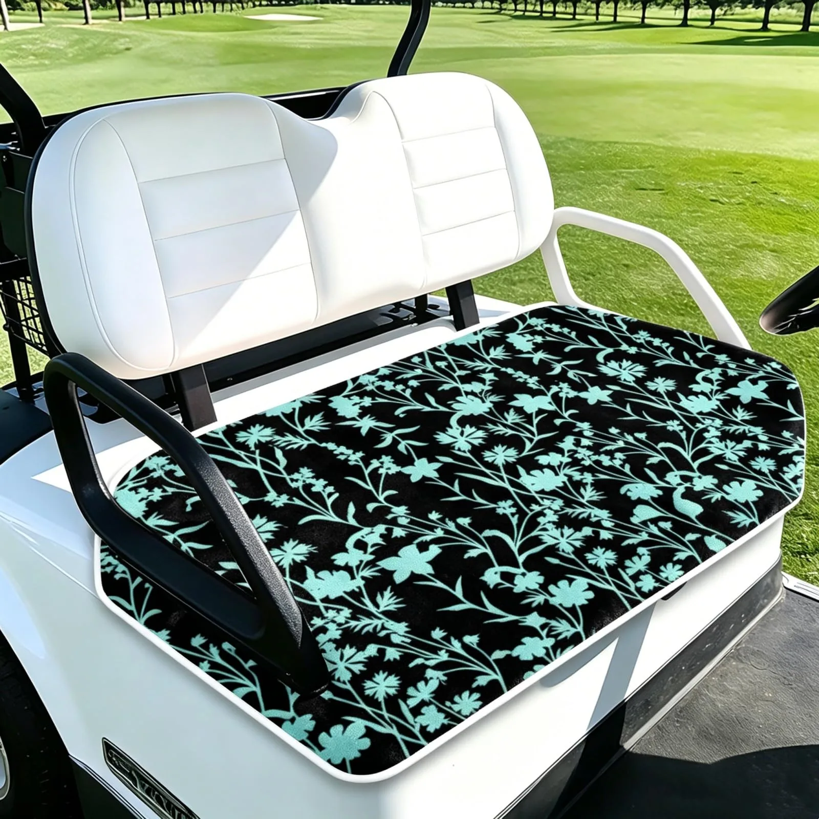 ORIGACH Mint Floral Golf Cart Seat Cover 51 x 31.9 in