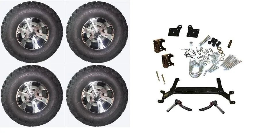 3G K1674-New 4" Drop Axle Lift Kit Combo w/ 10" Colossus Wheels for E-Z-GO TXT 2001+