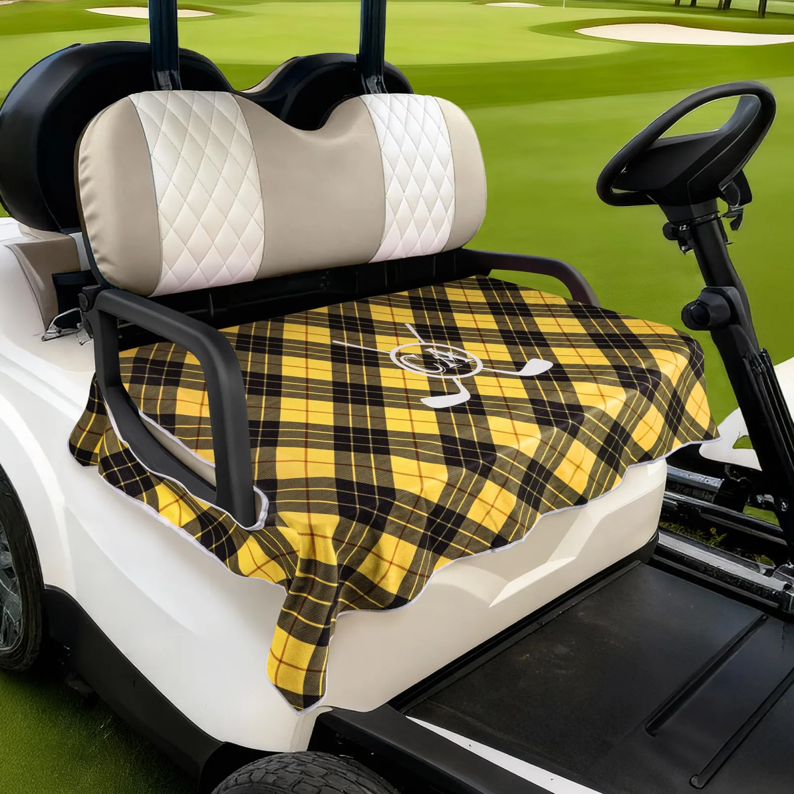 Customtify Personalized Plaid Golf Cart Bench Seat Cover CG002 image 3