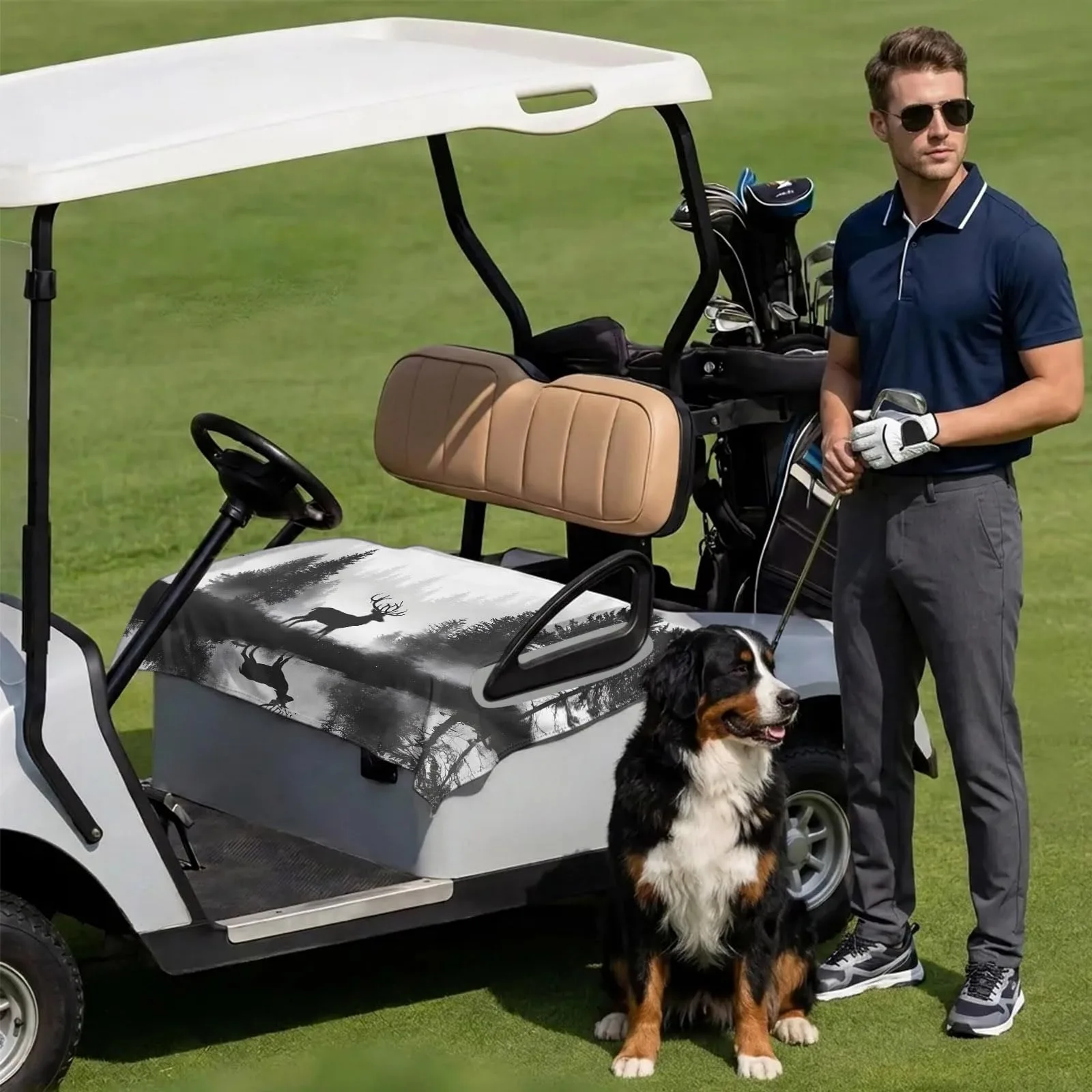 DecorLovee Black Elk Golf Cart Seat Cover 51 x 31 in image 3