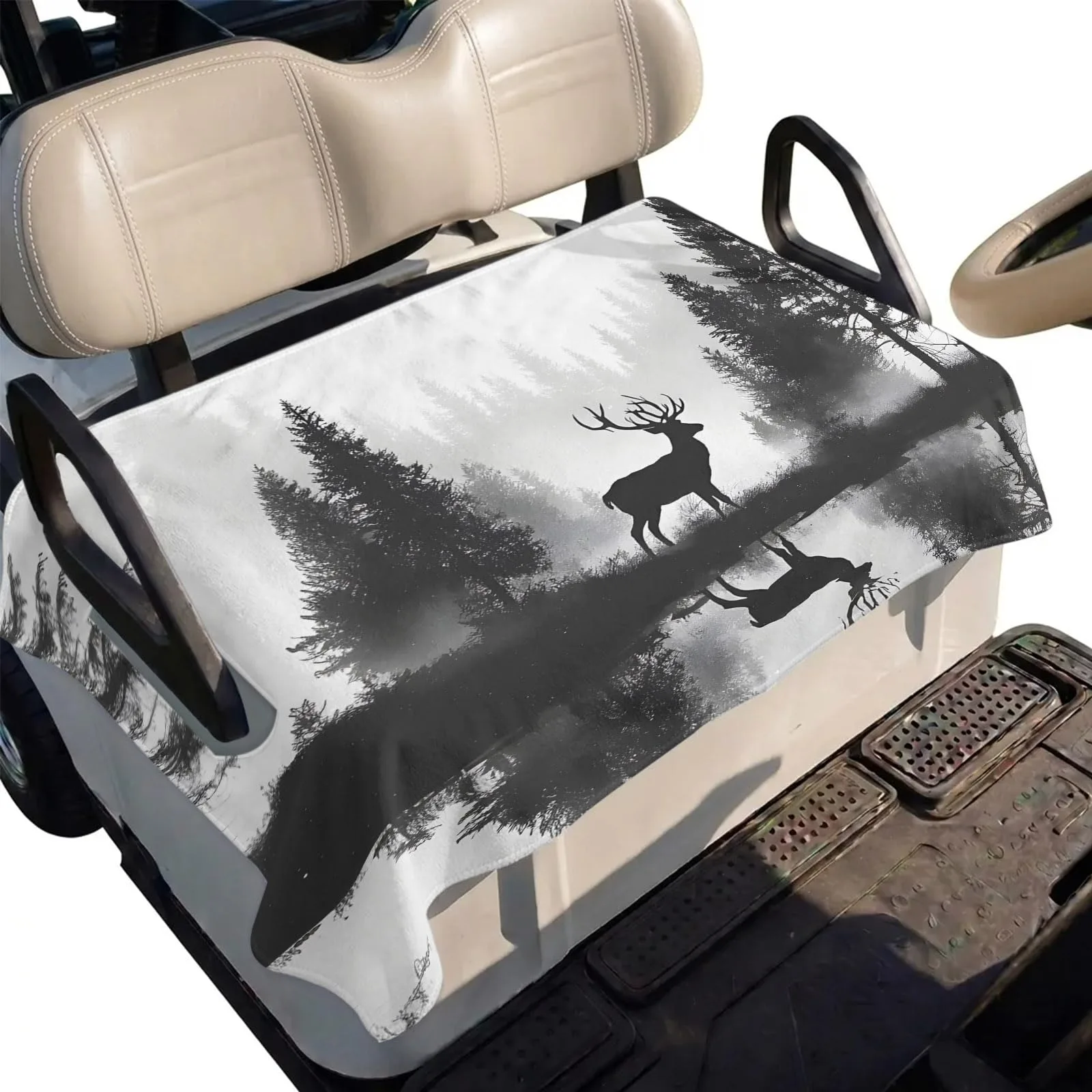 DecorLovee Black Elk Golf Cart Seat Cover 51 x 31 in