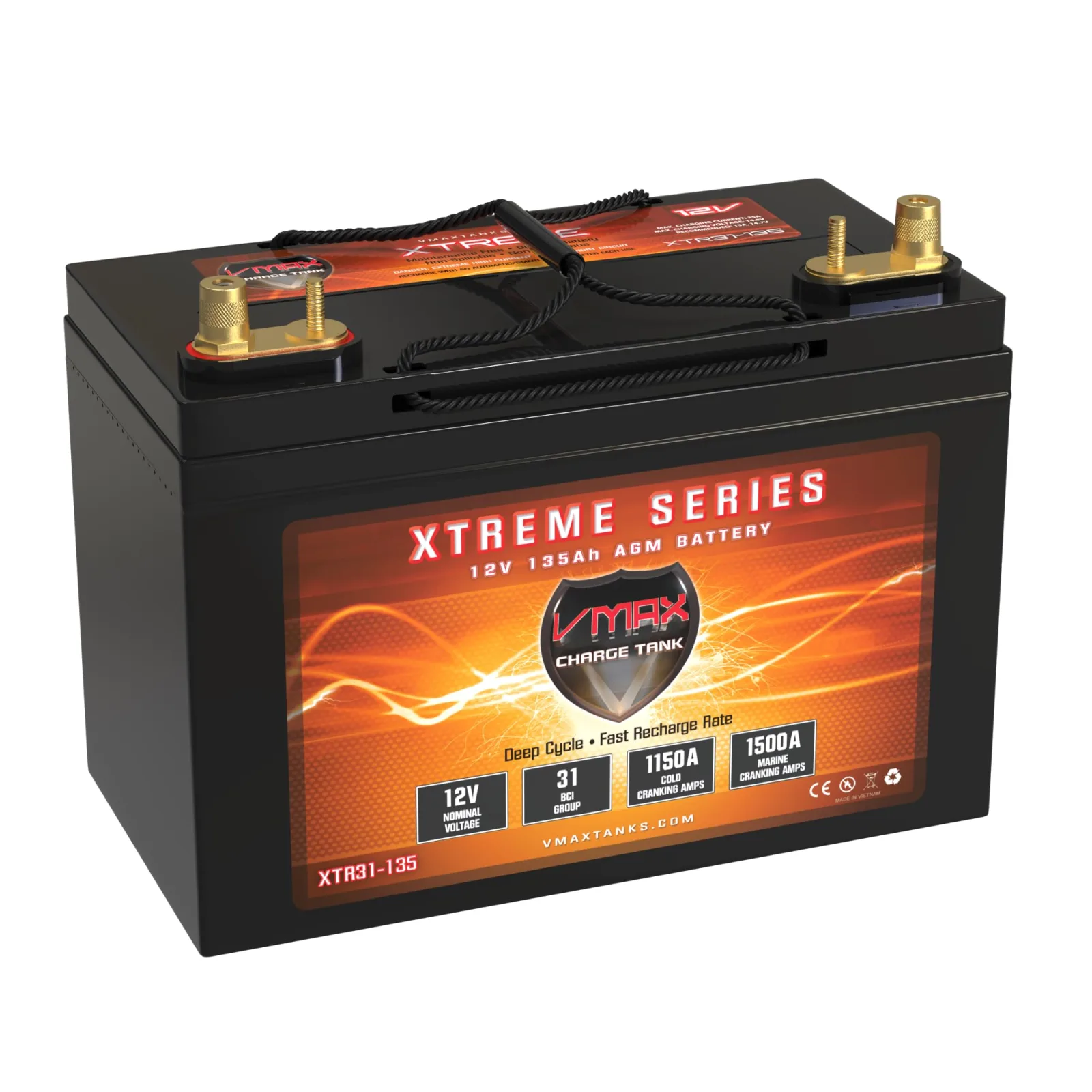 VMAXTANKS XTR31-135 12V 135Ah Group 31 AGM Deep Cycle Battery
