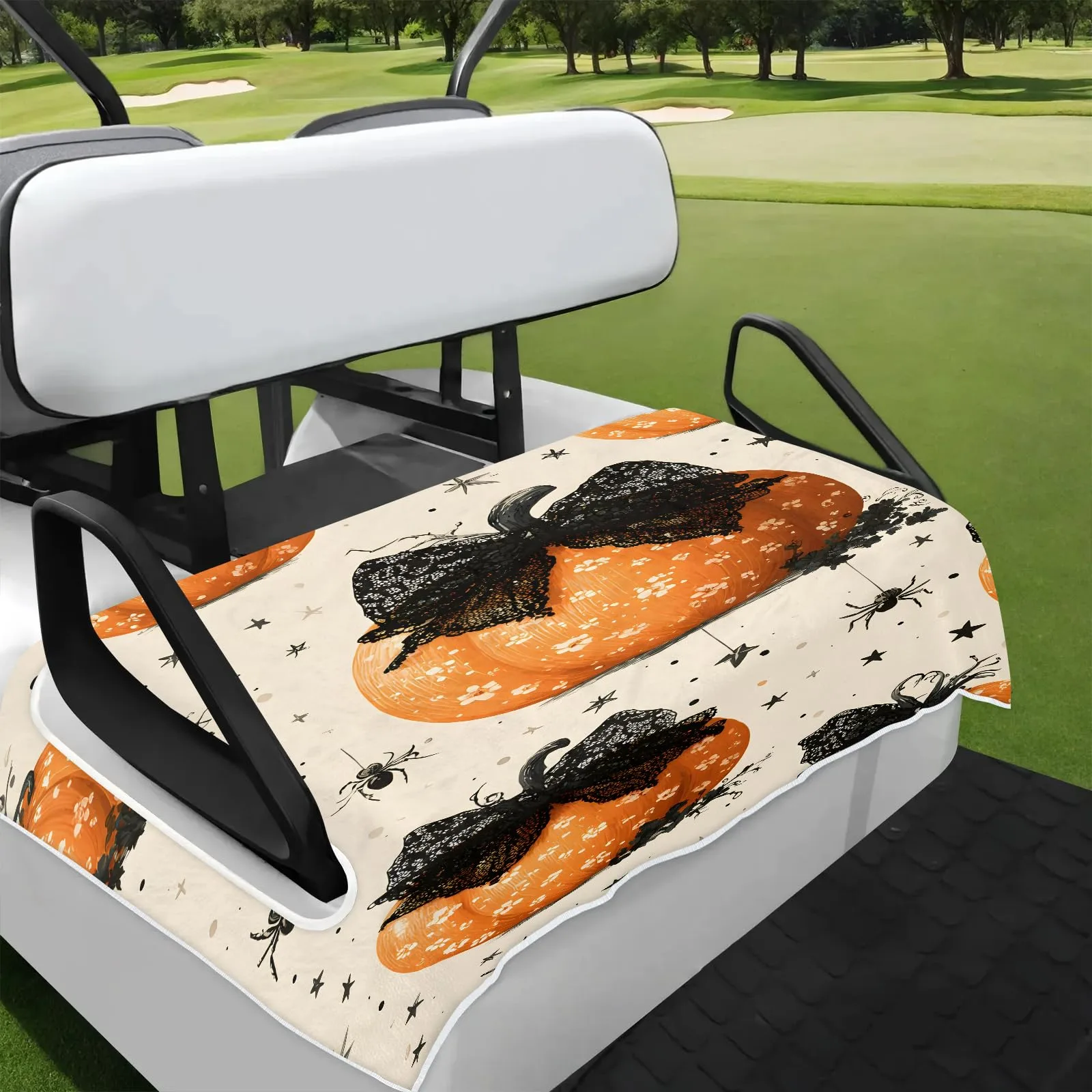Tiveruda Halloween Pumpkin Bow Golf Cart Seat Cover
