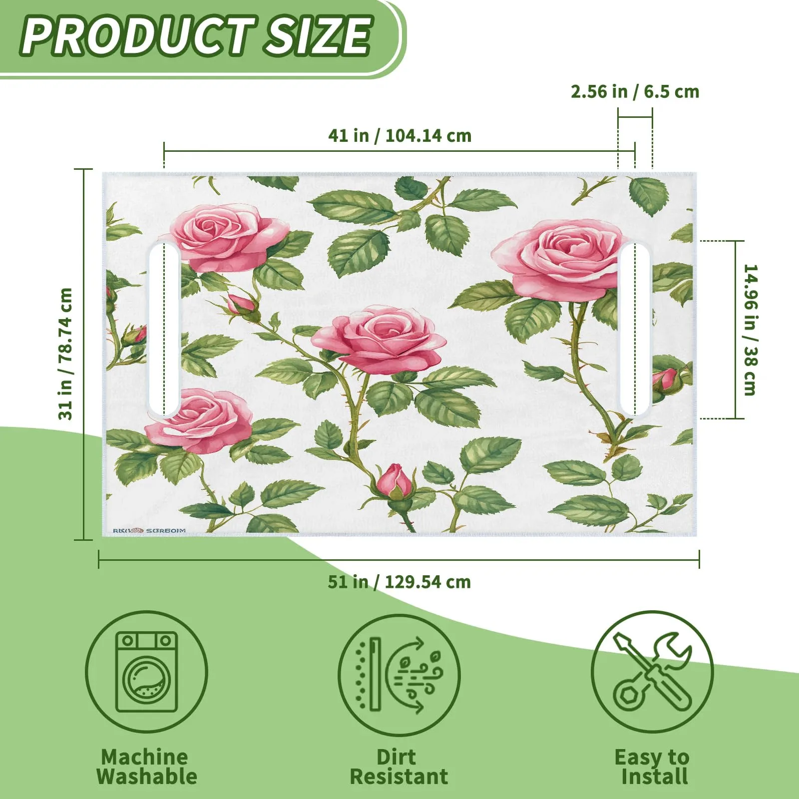 Tiveruda Pink Flower Golf Cart Seat Cover, 51 x 31 in image 2