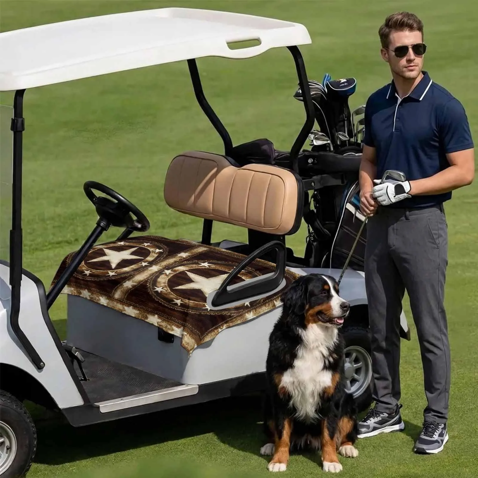 DecorLovee Tan Brown Golf Cart Seat Cover 51 x 31 in image 3