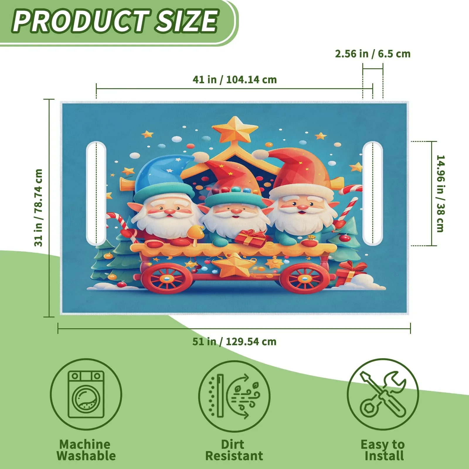 Tiveruda Golf Cart Seat Cover for Double Seats, Gnome Pattern image 2