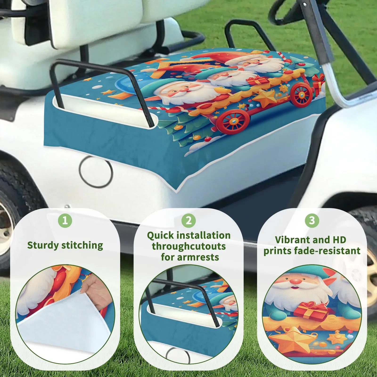 Tiveruda Golf Cart Seat Cover for Double Seats, Gnome Pattern image 3
