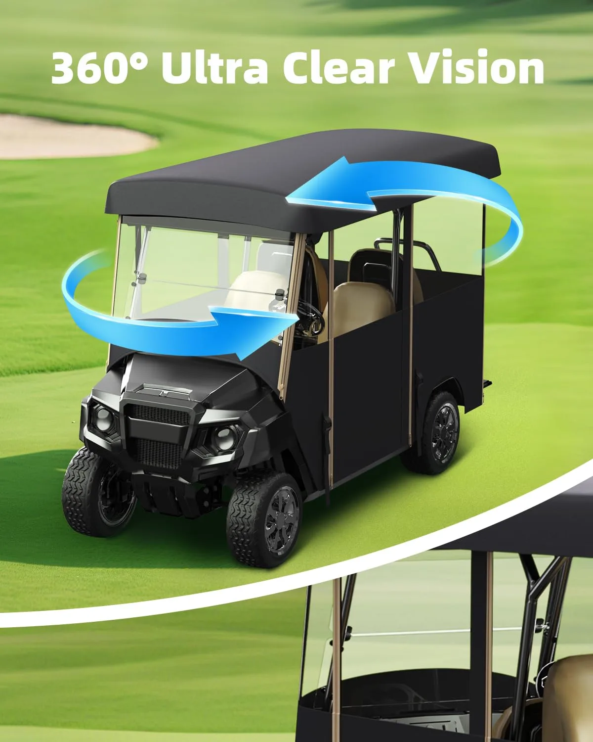 NiuWasmile GEF-F10 4-Passenger Golf Cart Enclosure — 86.6" Roof image 2
