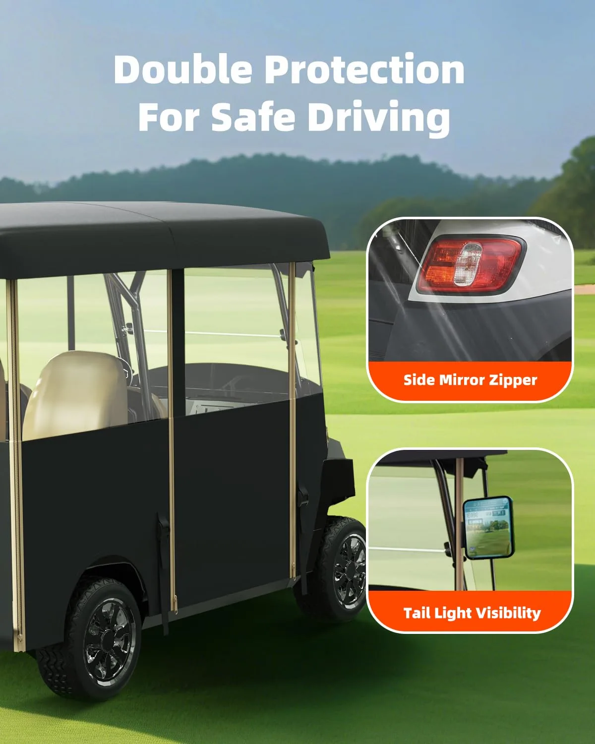 NiuWasmile GEF-F10 4-Passenger Golf Cart Enclosure — 86.6" Roof image 4