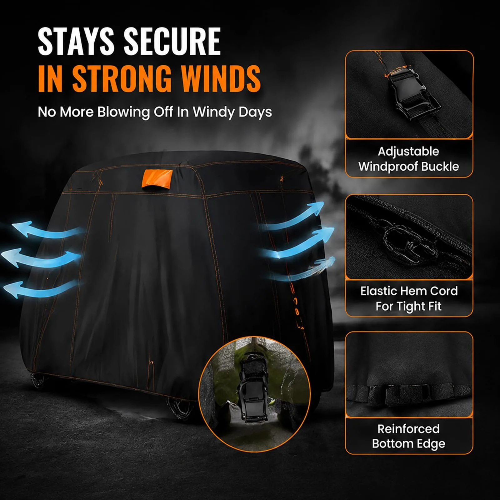 FGDHZGMJF 420D Oxford Golf Cart Cover for Polaris GEM E8 8-Passenger (2010–2026) image 4