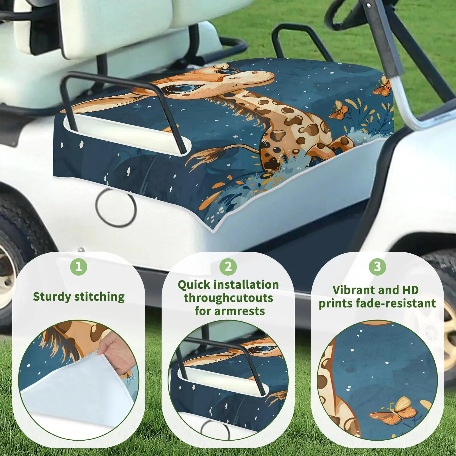 Tiveruda Golf Cart Seat Cover for Double Seats image 3