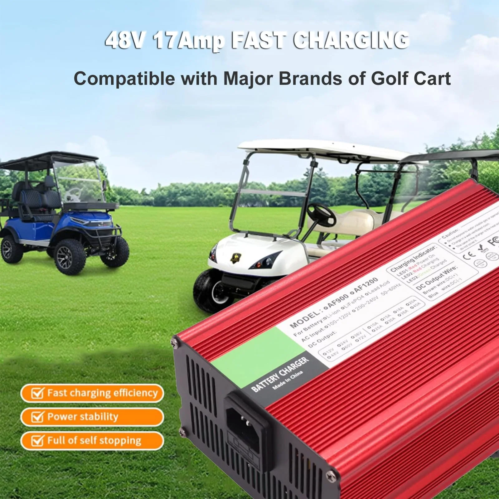 WJIANY 48V 17A Golf Cart Charger for Club Car and E-Z-GO image 2
