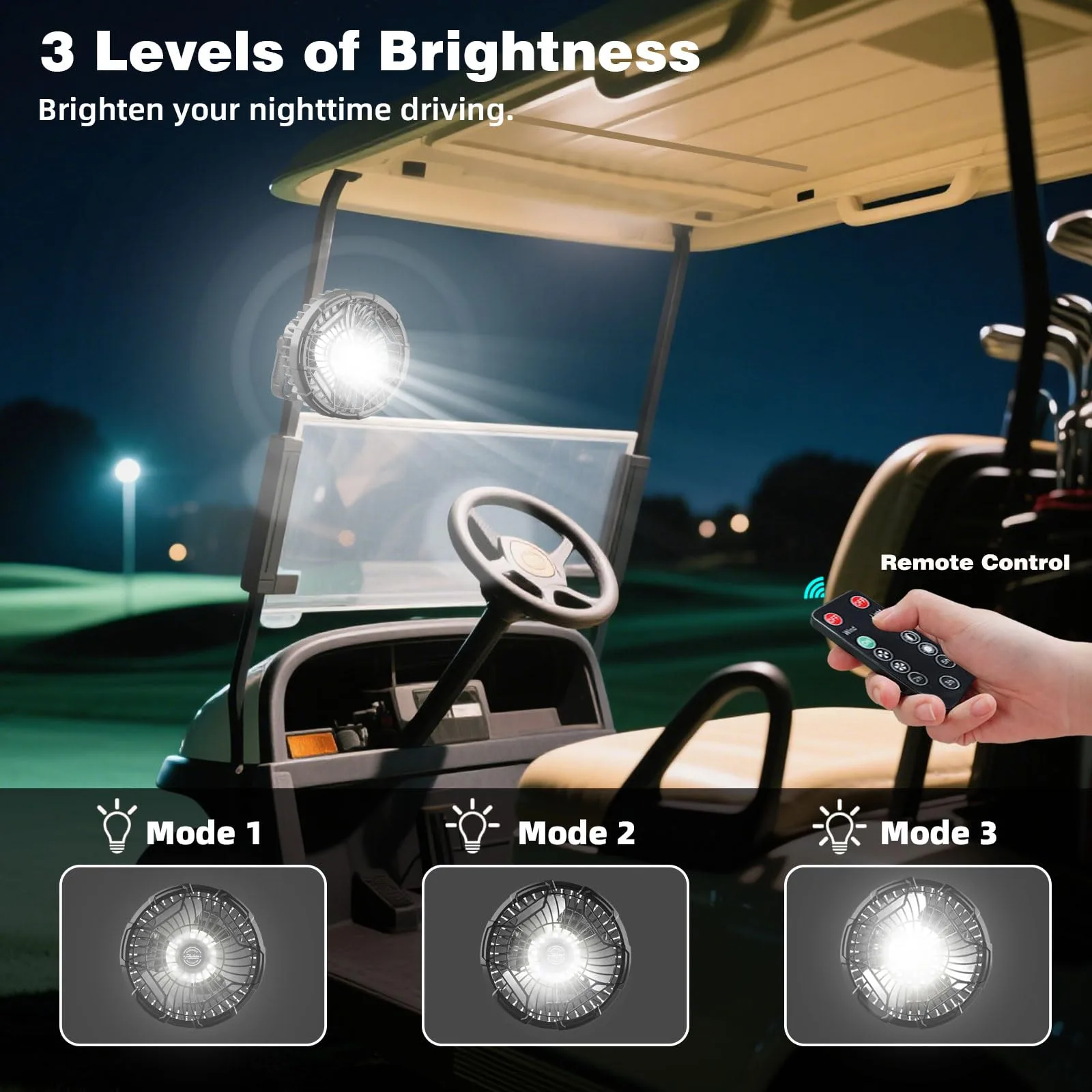 Roykaw Rechargeable Golf Cart Fan with LED Light image 4