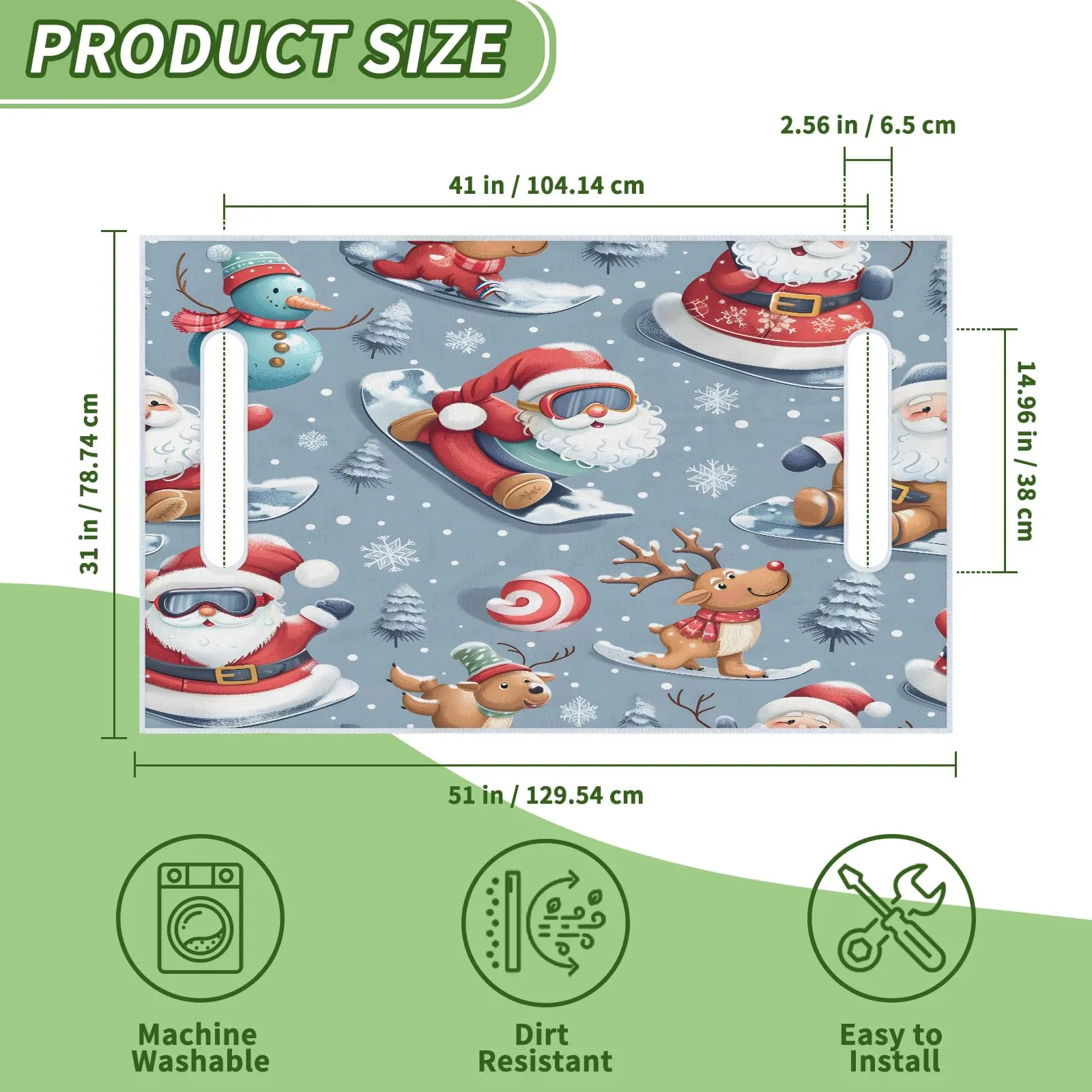 Tiveruda Santa Claus Golf Cart Seat Cover for Double Seats image 2
