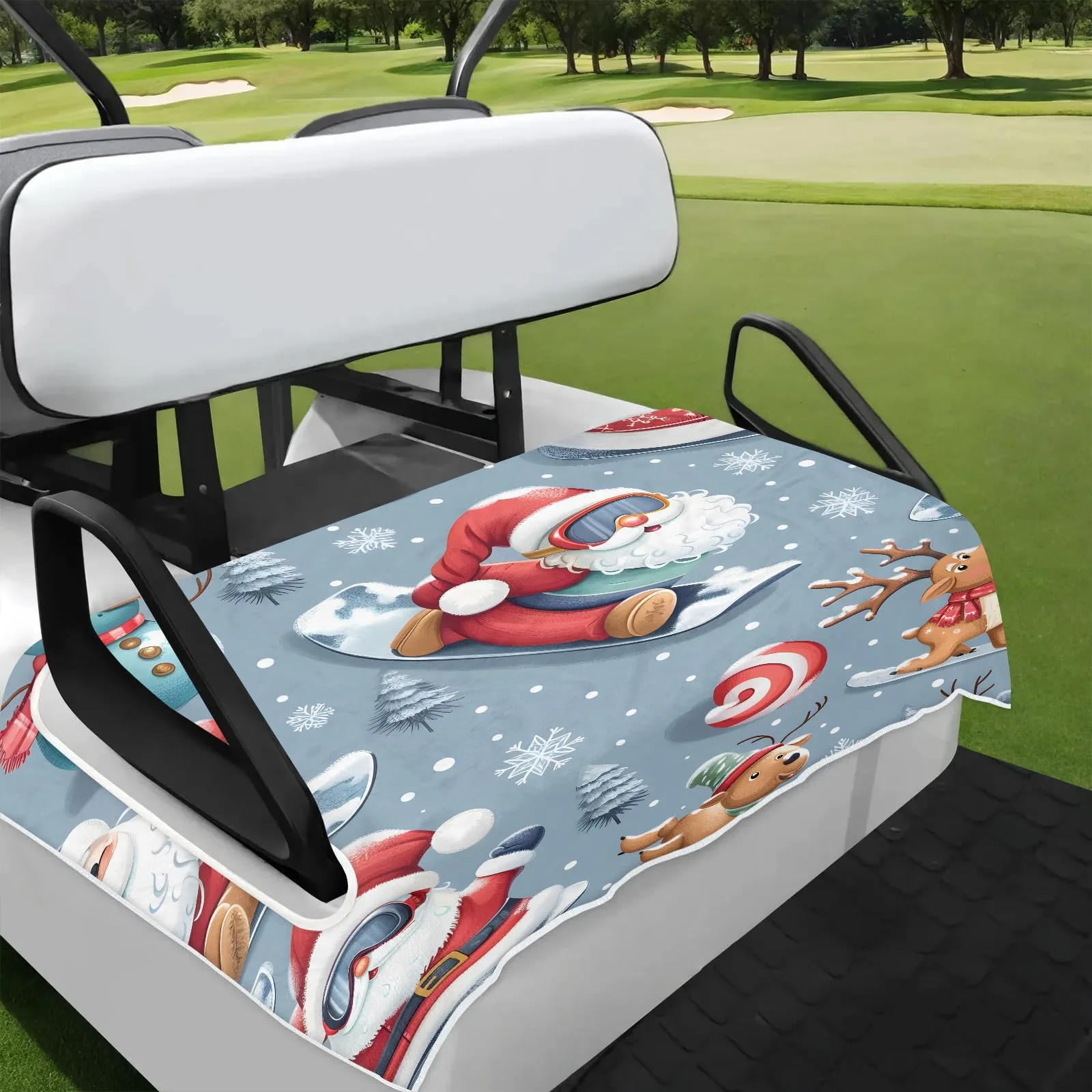 Tiveruda Santa Claus Golf Cart Seat Cover for Double Seats