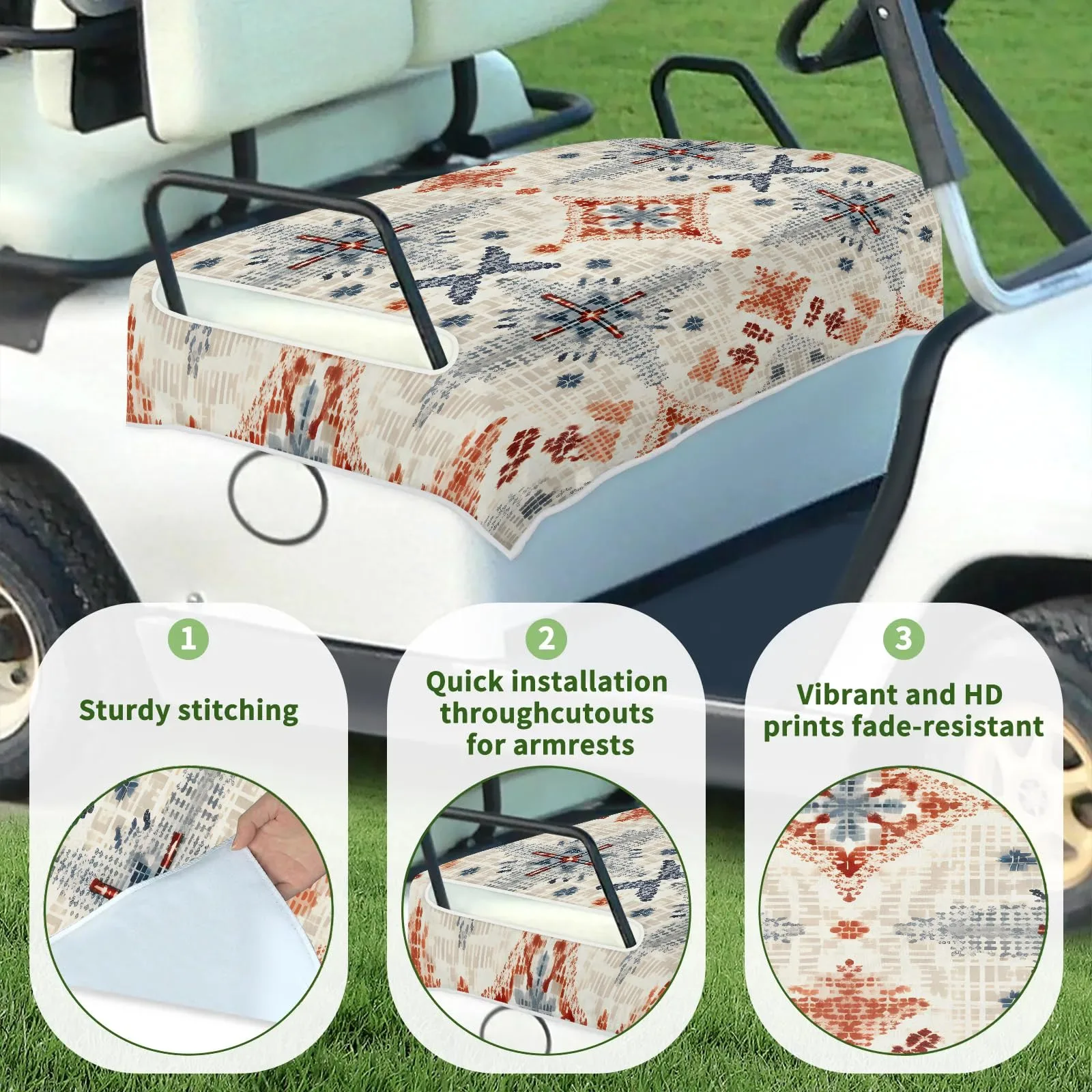 Tiveruda Golf Cart Seat Cover for Double Seats image 3