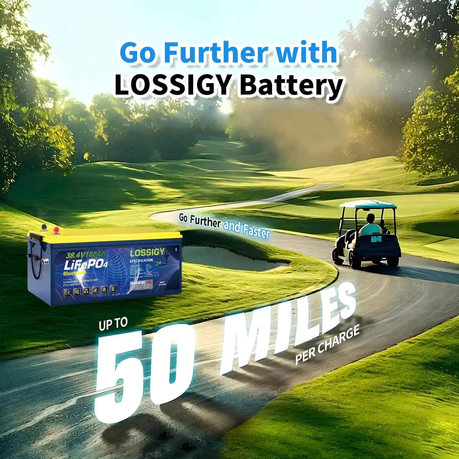 LOSSIGY 36V 102Ah Lithium Golf Cart Battery Kit image 4