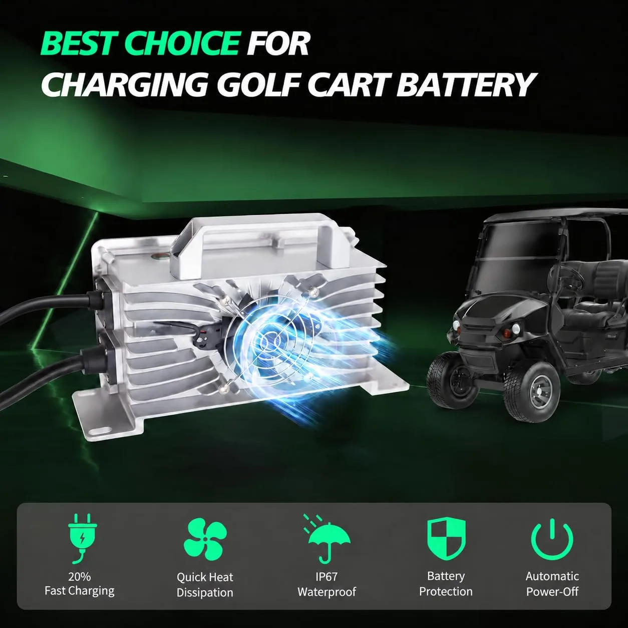 Kegytric 48V 15A Club Car Golf Cart Battery Charger image 2