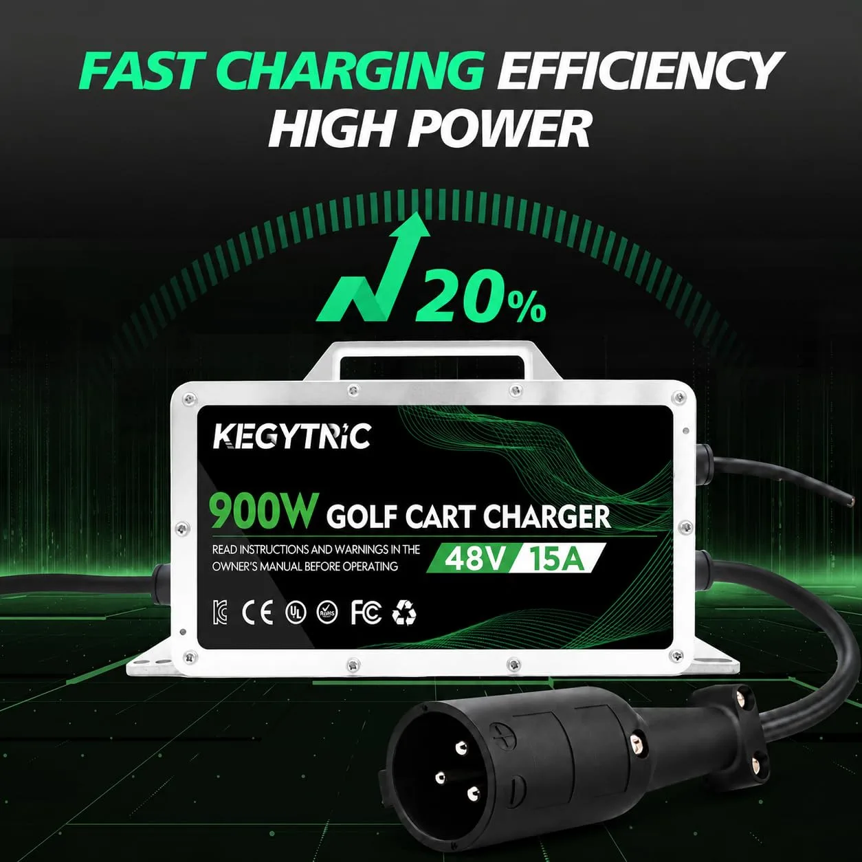 Kegytric 48V 15A Club Car Golf Cart Battery Charger image 3