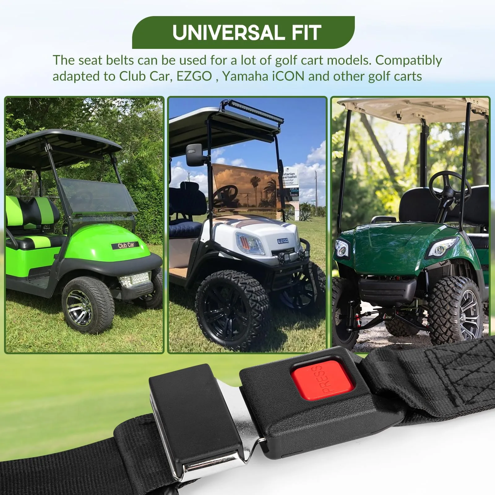 Barudan Golf Adjustable Golf Cart Seat Belt Kit image 3