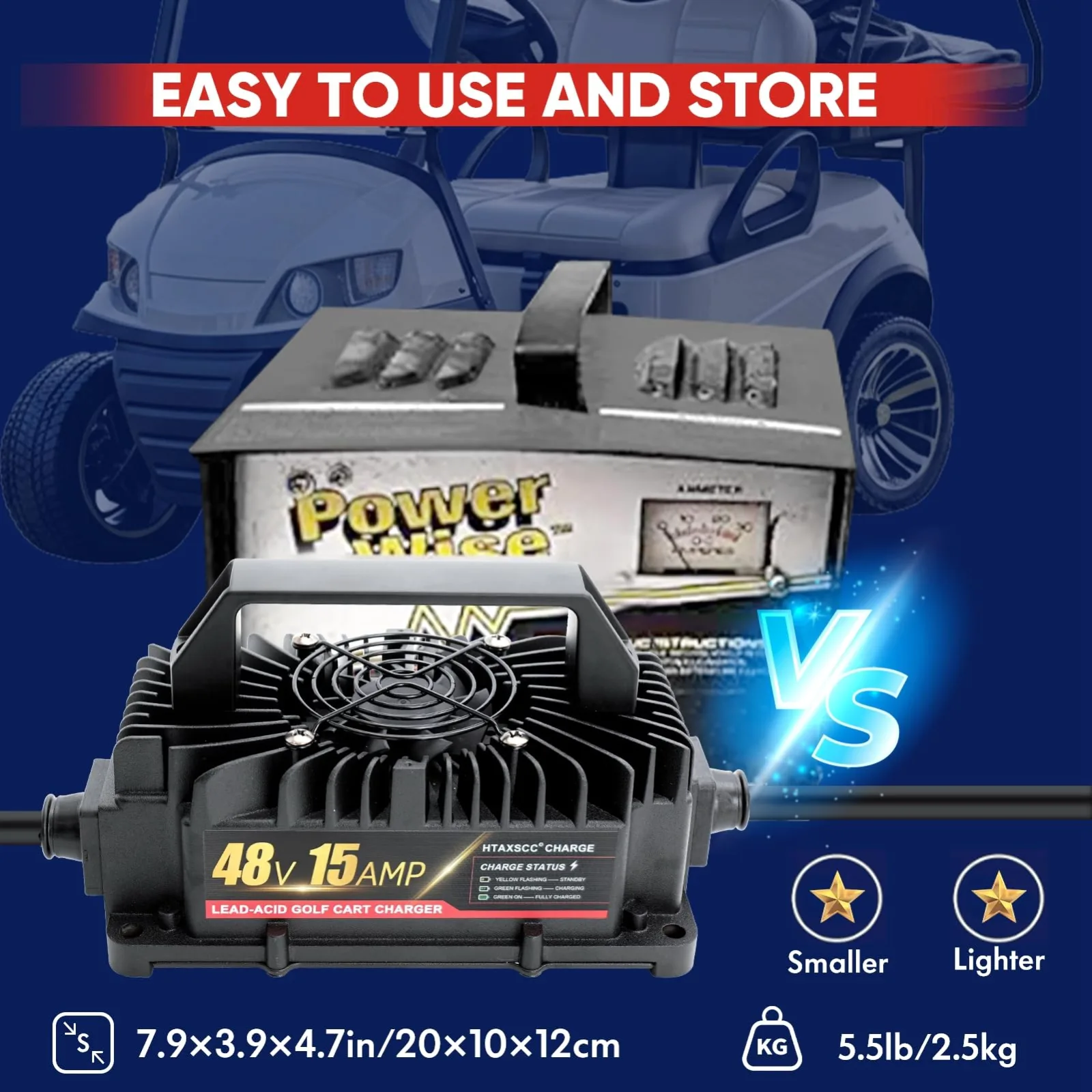 HTAXSCC 48V 15A Charger for E-Z-GO RXV & TXT image 2