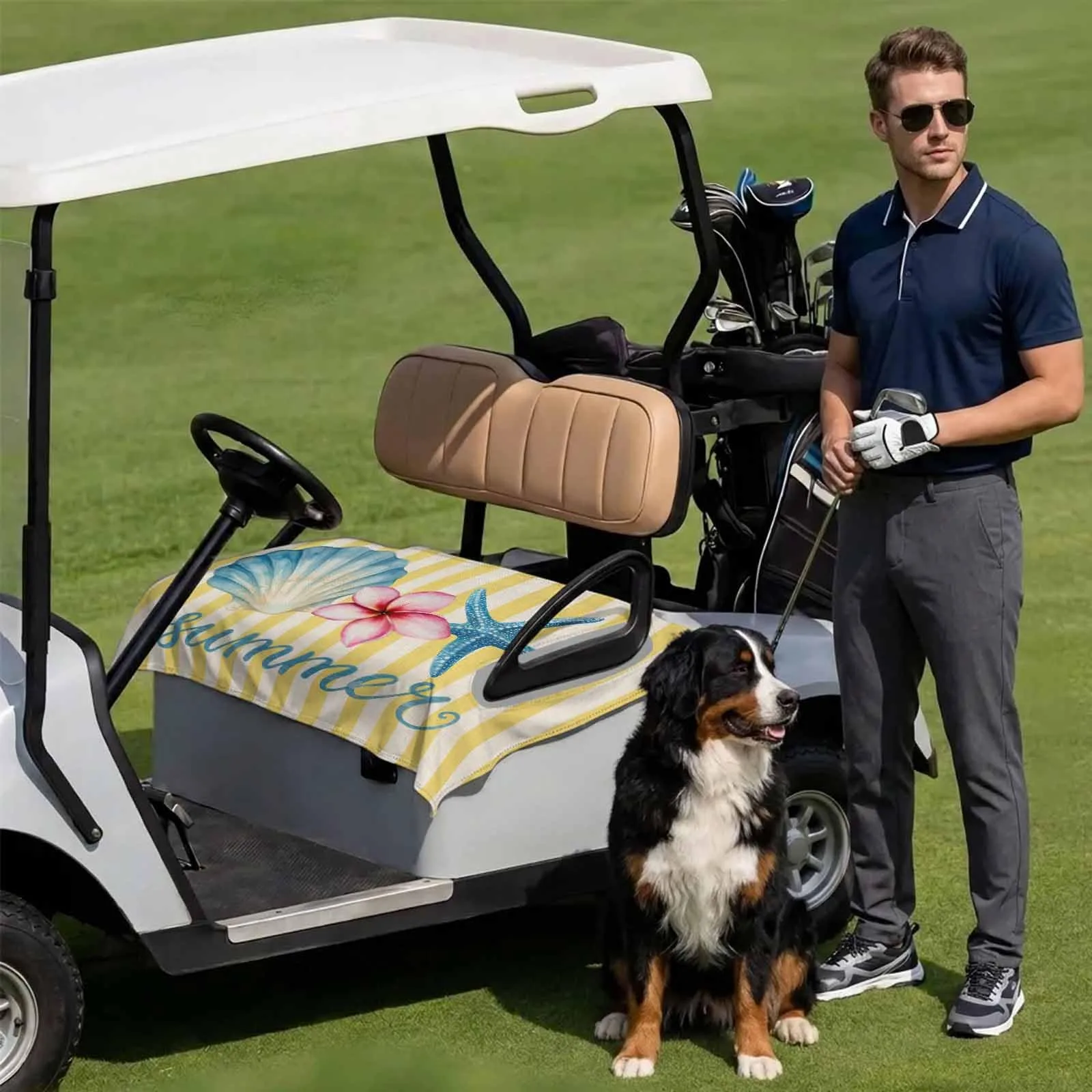 DecorLovee Golf Cart Seat Cover 51 x 31 Inch Beige image 3