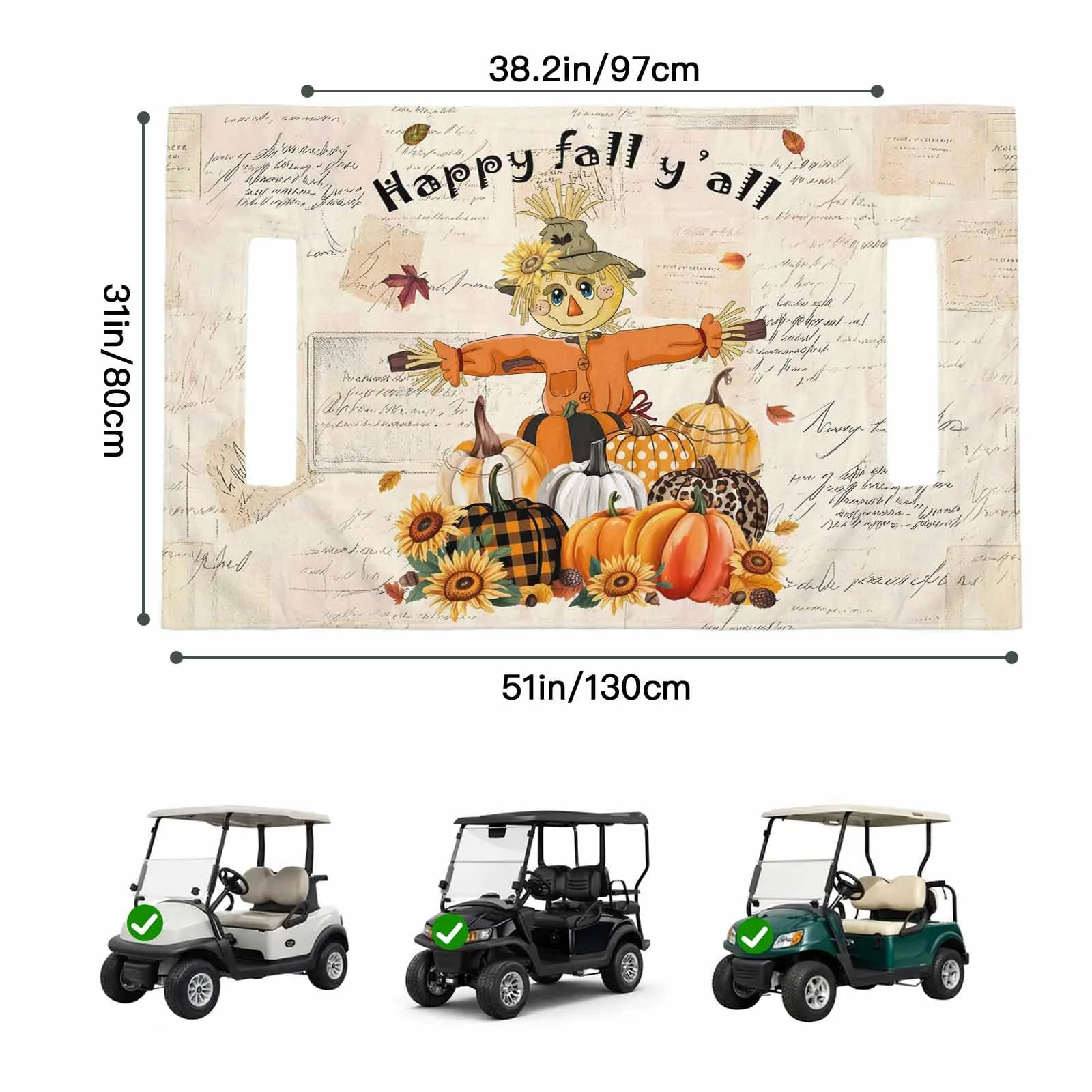 Trosturdspn Fall Golf Cart Seat Towel Blanket 51 x 31 in image 2