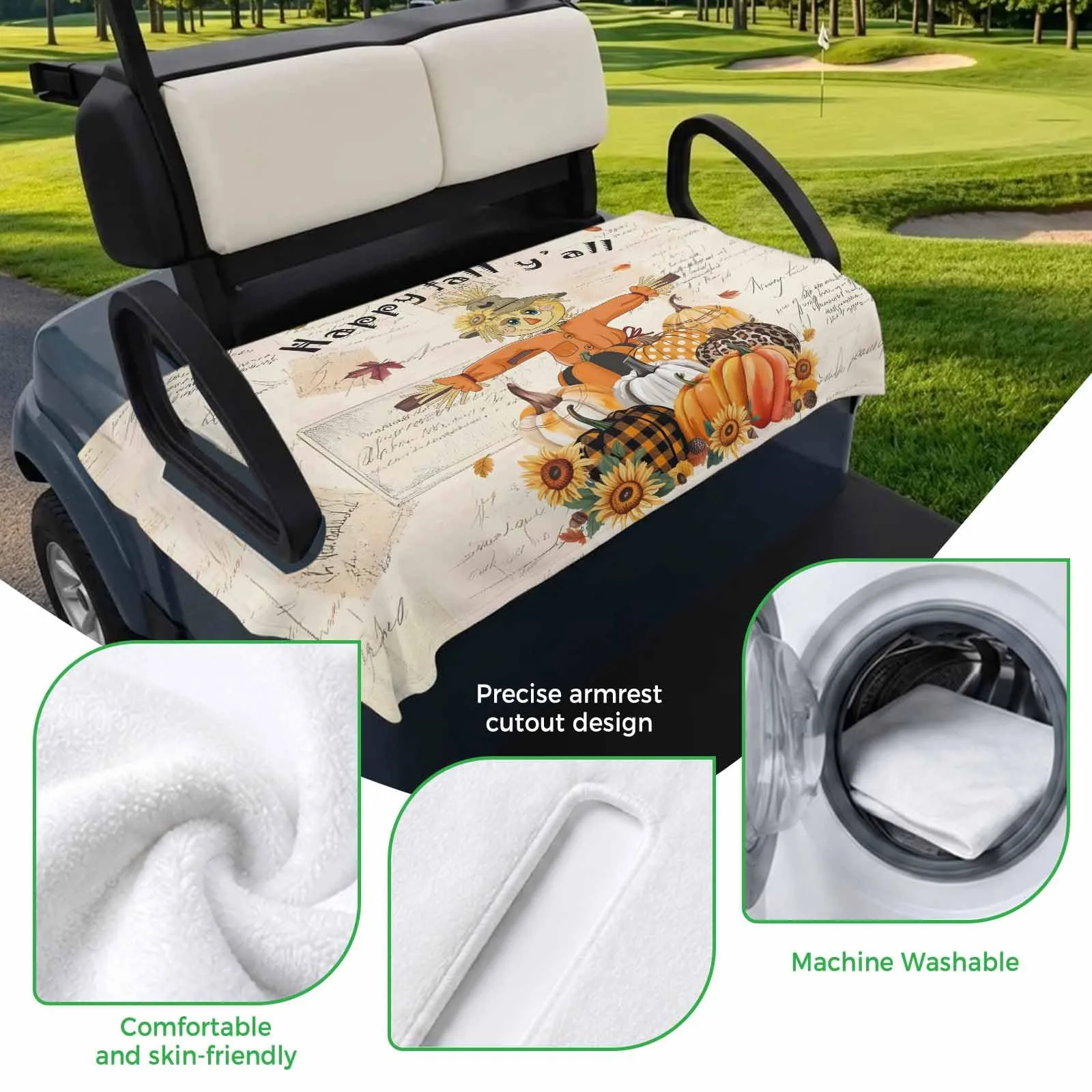 Trosturdspn Fall Golf Cart Seat Towel Blanket 51 x 31 in image 3