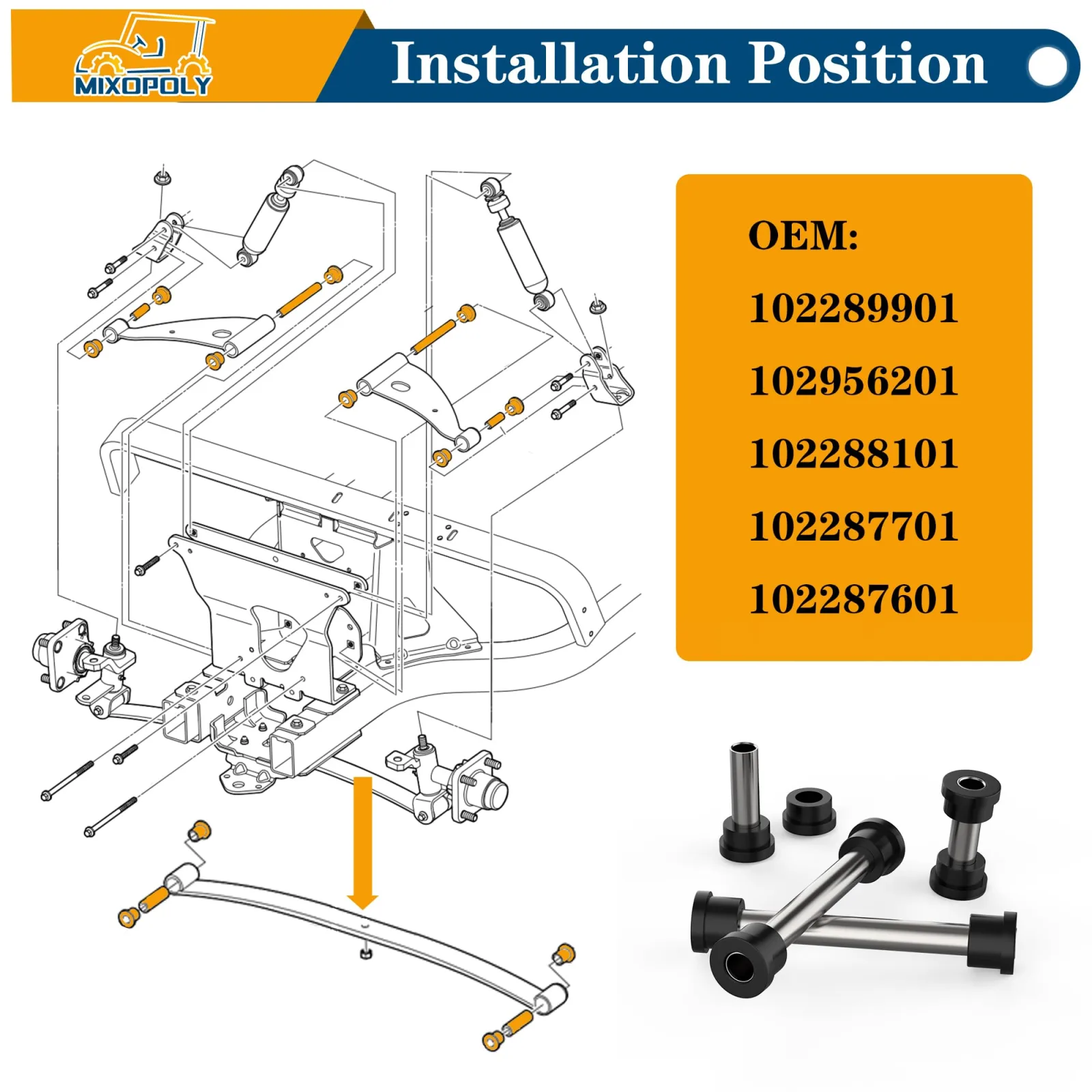 Mixopoly Club Car Precedent Front Suspension Bushing Kit image 2