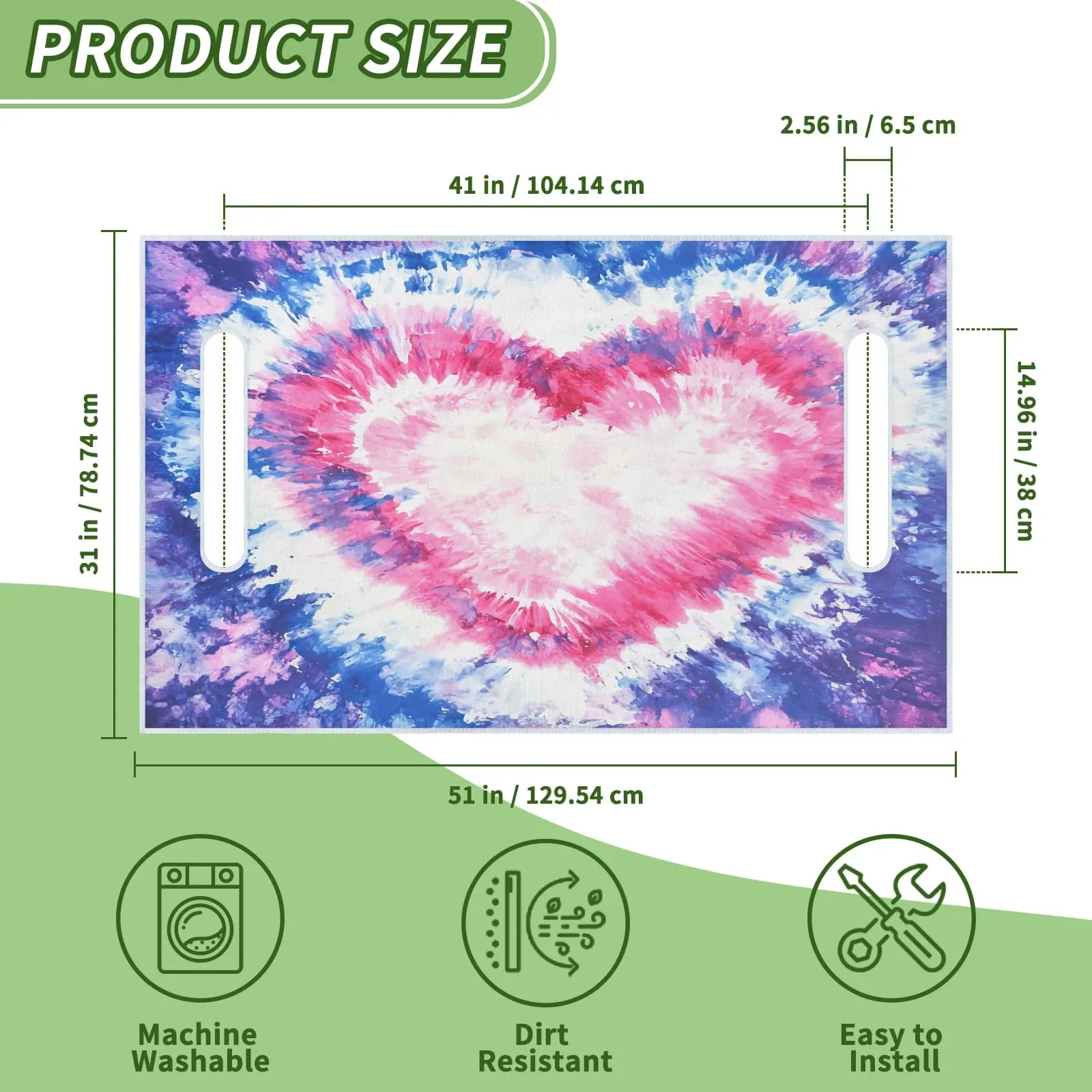 Tiveruda Tie-Dye Heart Golf Cart Seat Cover, 51 x 31 in image 2