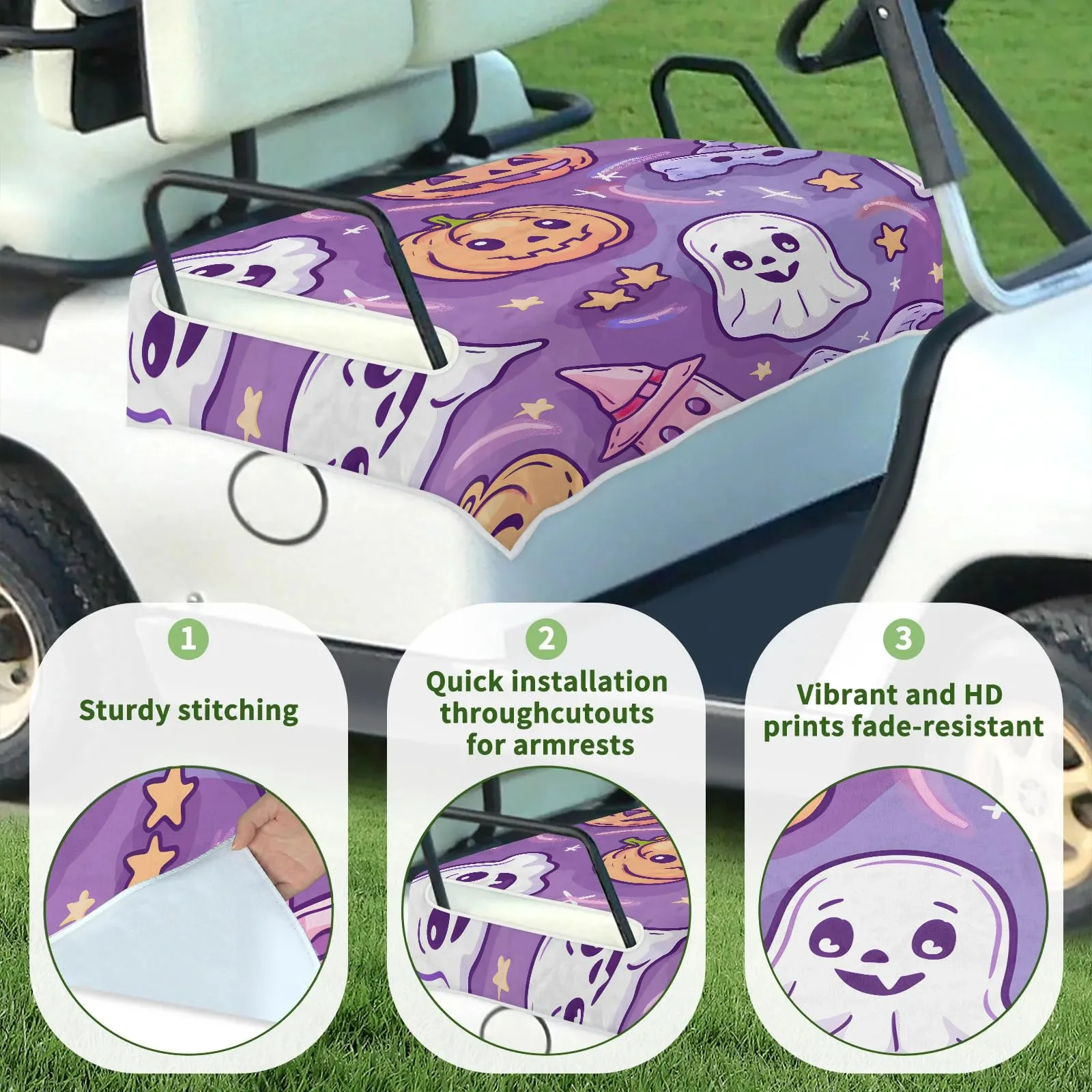 Tiveruda Halloween Ghost Star Golf Cart Seat Cover image 3