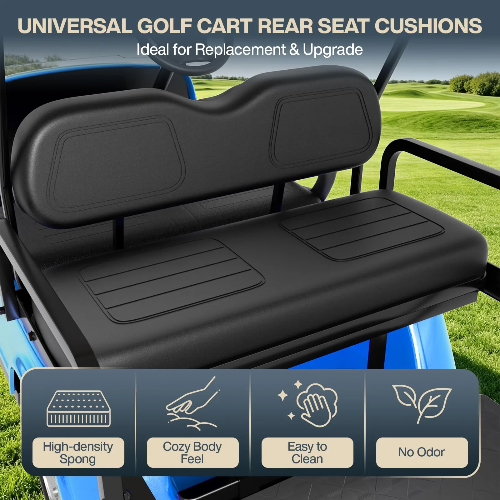 OMEIPMEO Golf Cart Rear Seat Cushion Set, Black image 2