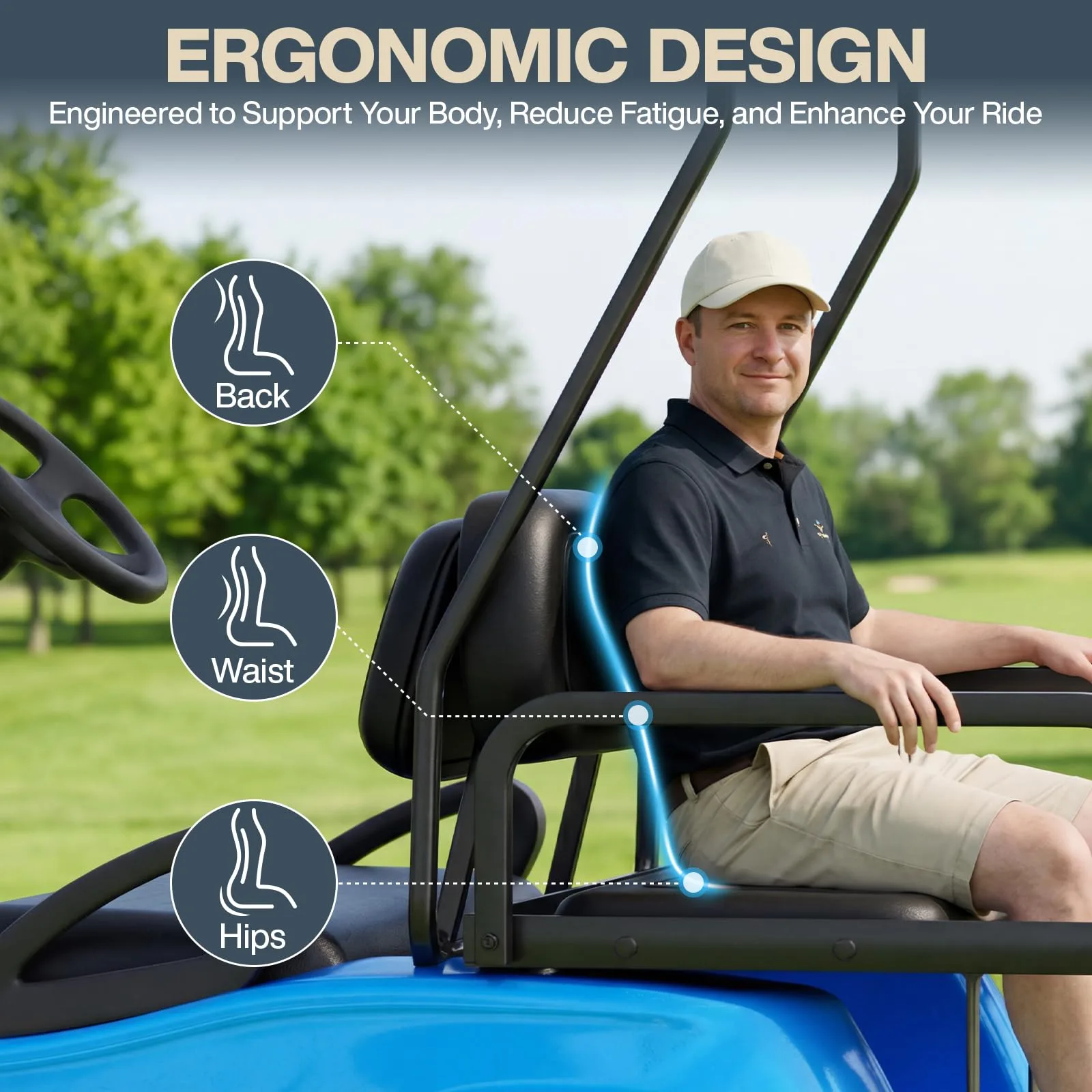 OMEIPMEO Golf Cart Rear Seat Cushion Set, Black image 3