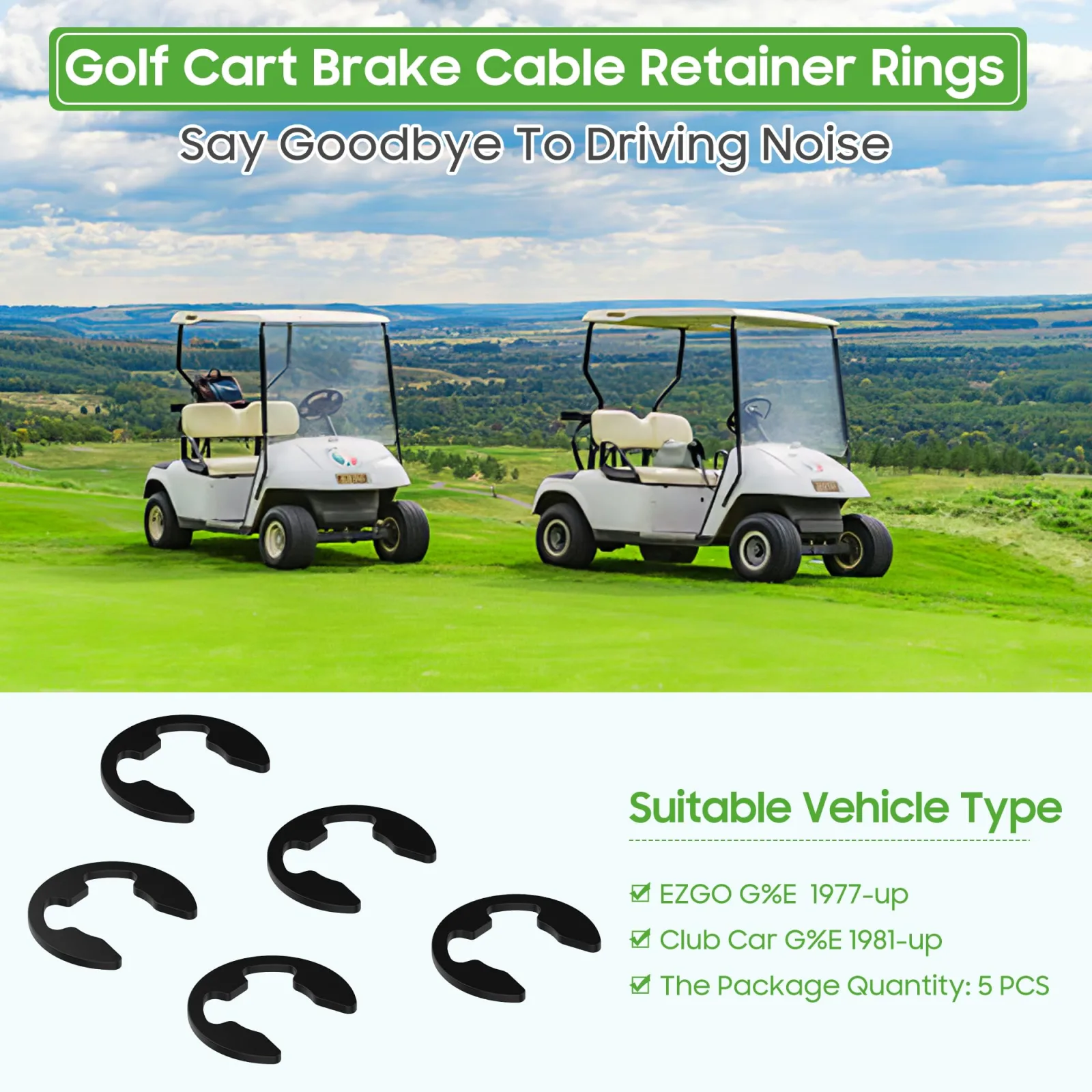 10L0L Brake Cable Retainer Rings for Club Car DS and E-Z-GO TXT image 3