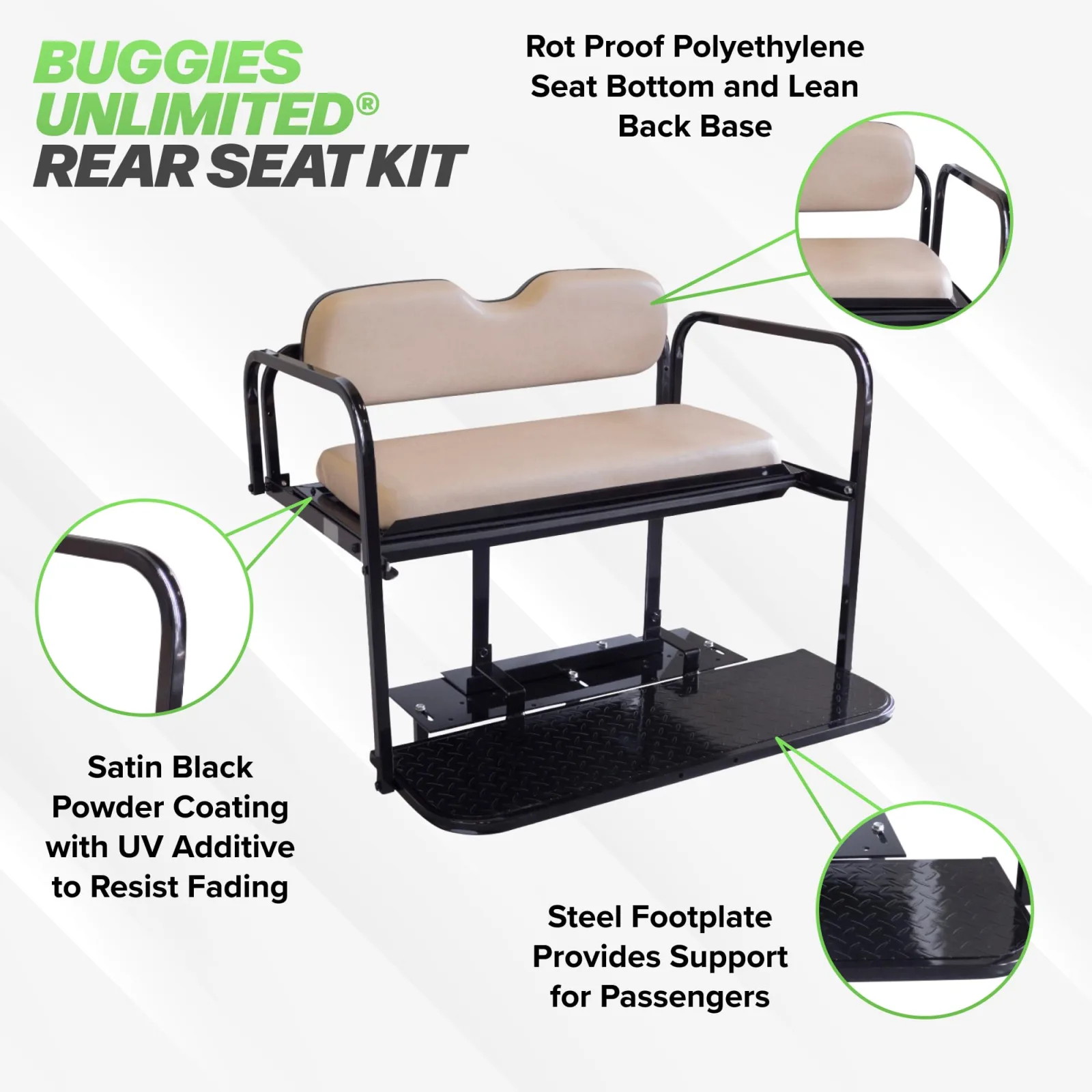 Buggies Unlimited Rear Flip Seat Kit for Club Car Golf Carts image 2