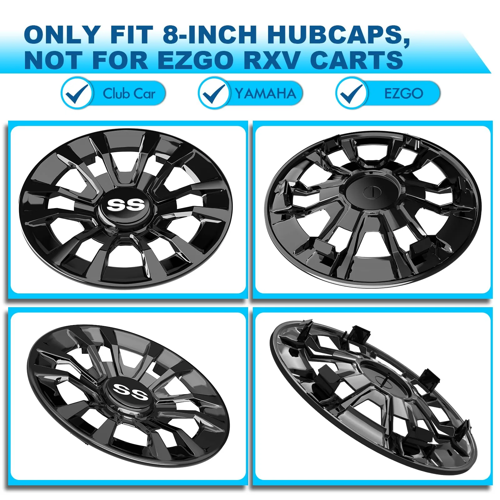 ENEKERP 8-Inch Golf Cart Wheel Covers Hub Caps LGG-FT image 2