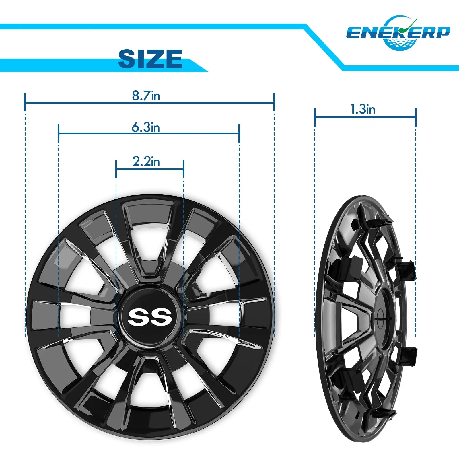 ENEKERP 8-Inch Golf Cart Wheel Covers Hub Caps LGG-FT image 3