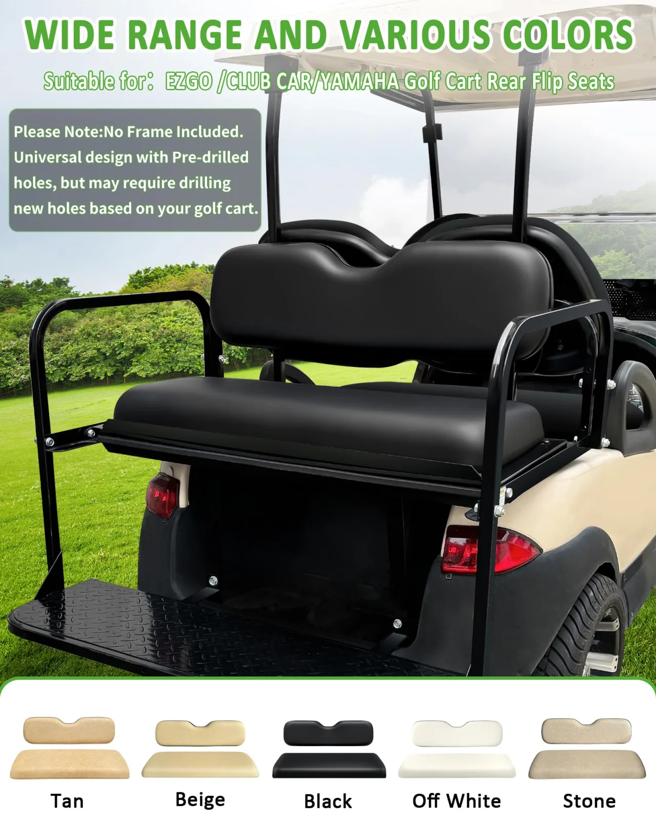 HEOHOU Golf Cart Rear Seat Cushion Set HH-UGCRS-Black image 2