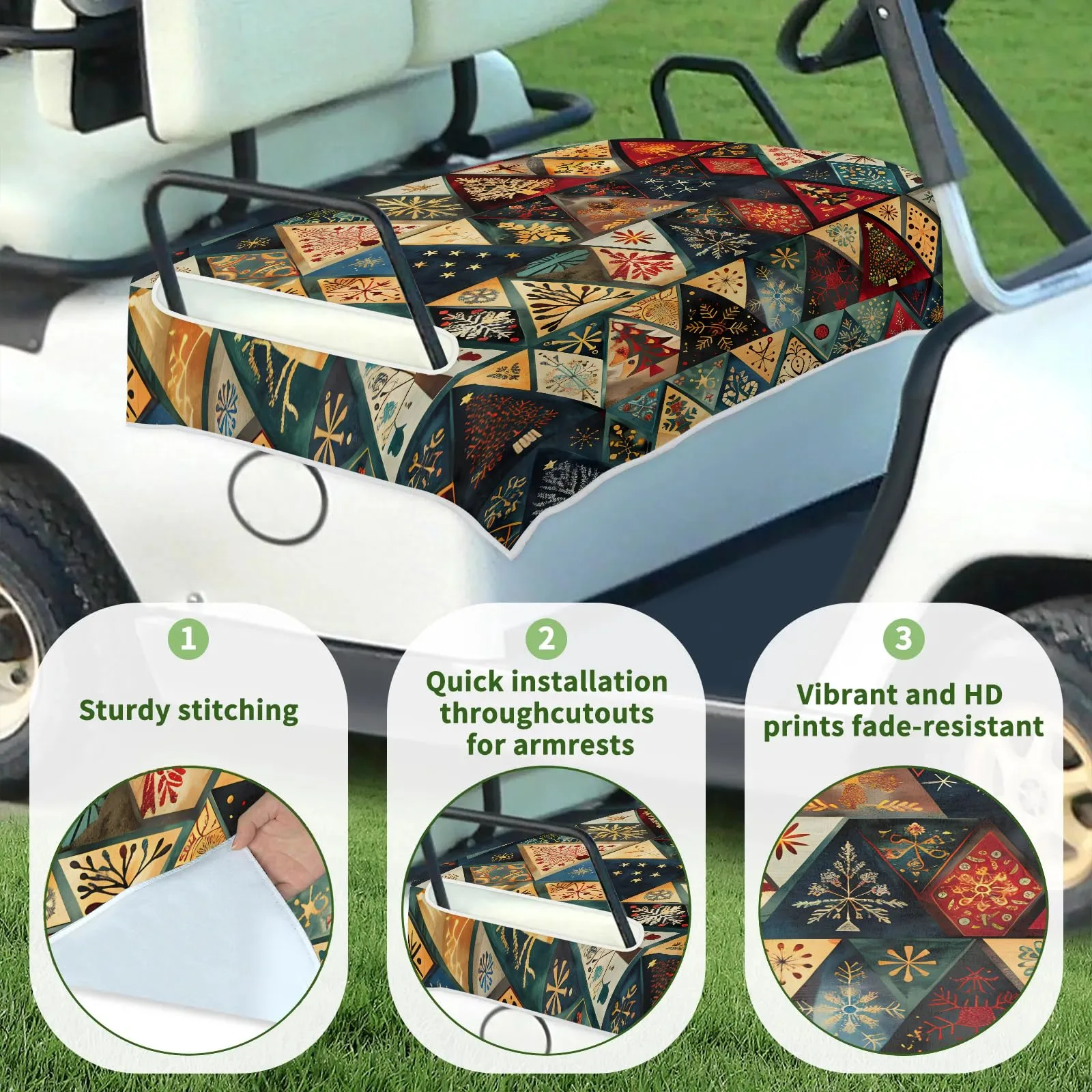 Tiveruda Christmas Golf Cart Seat Cover, 51 x 31 Inch image 3