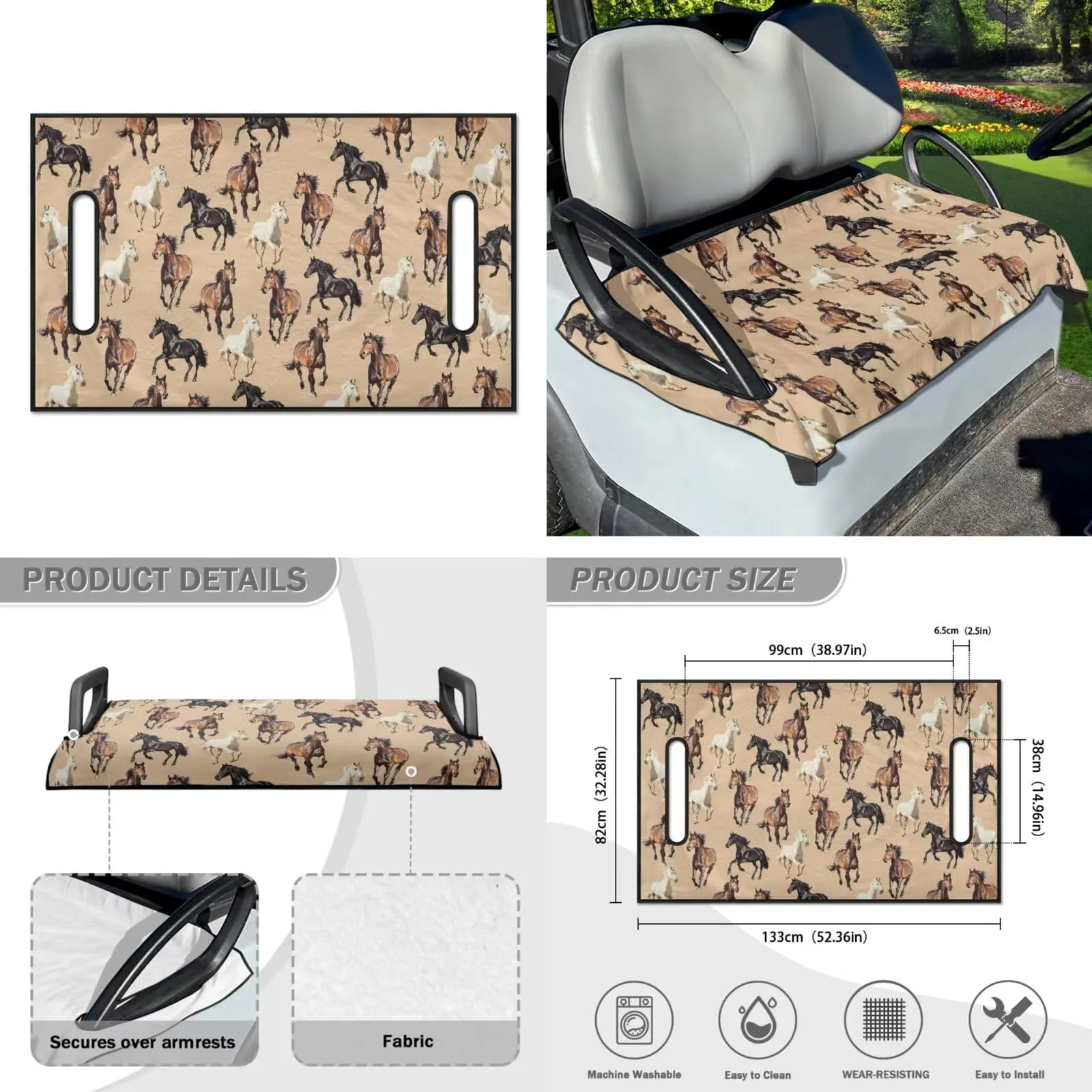 Yewattles Golf Cart Seat Cover for 2-Person Seats image 2