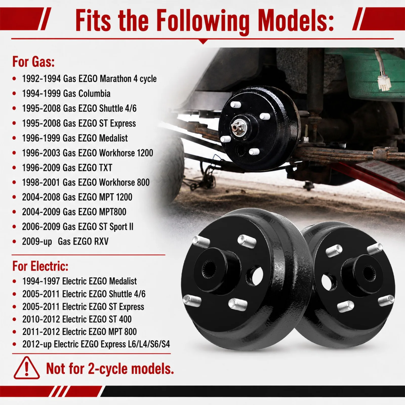 Roykaw Brake Drum Hub Assembly G-0213N for E-Z-GO (OEM 21807G1) image 2