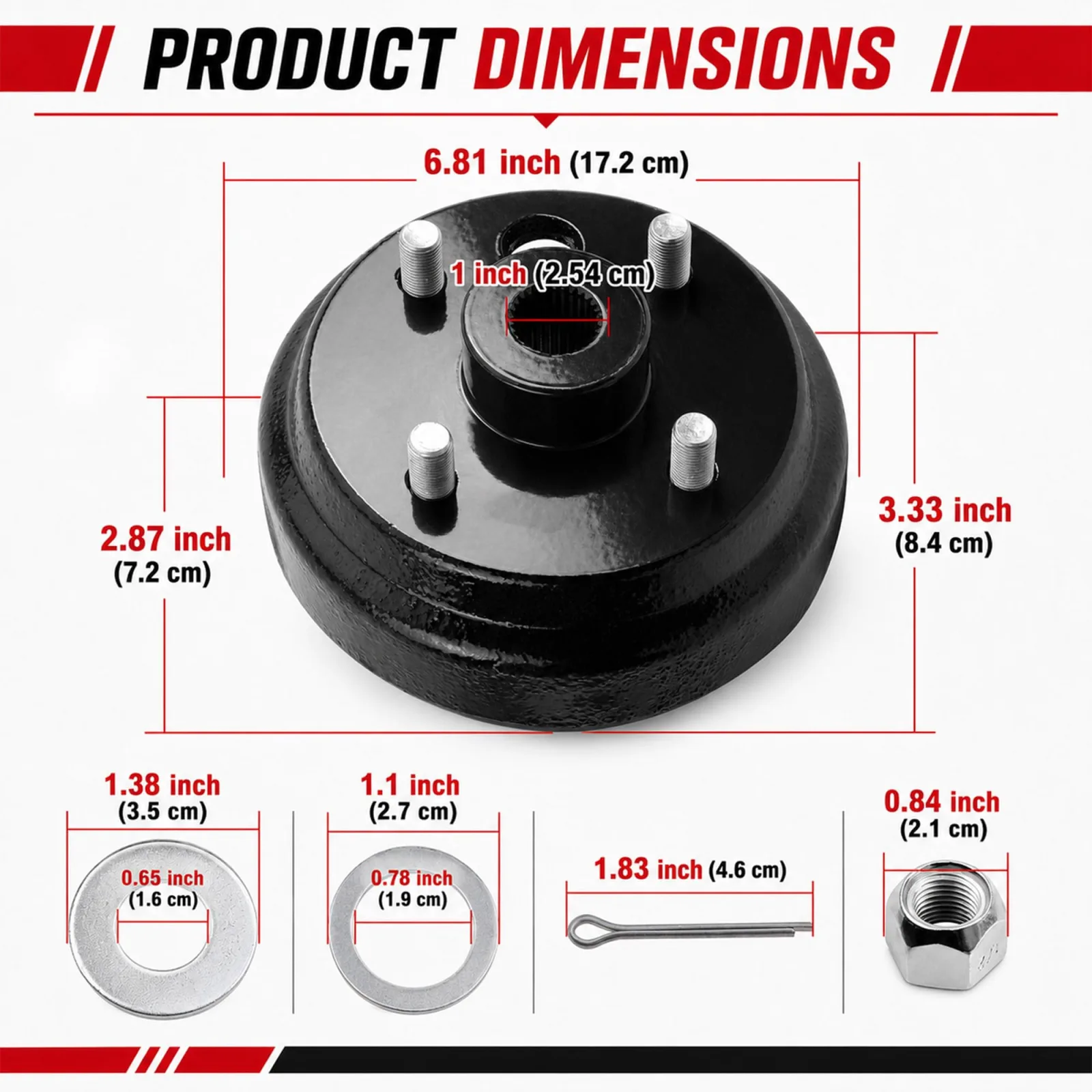 Roykaw Brake Drum Hub Assembly G-0213N for E-Z-GO (OEM 21807G1) image 4