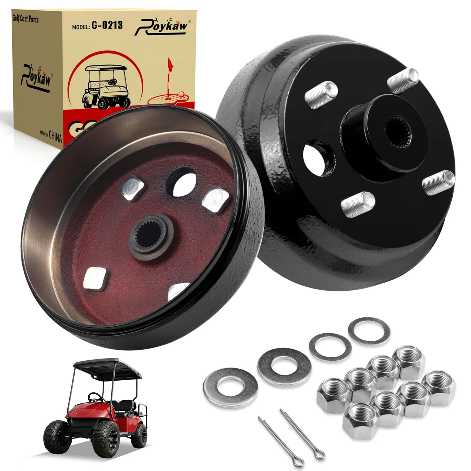 Roykaw Brake Drum Hub Assembly G-0213N for E-Z-GO (OEM 21807G1)