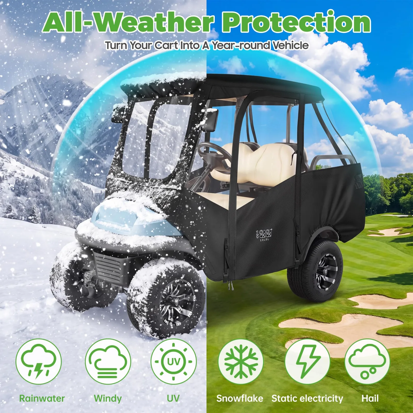 10L0L Golf Cart Enclosure for Club Car Precedent and Tempo image 2