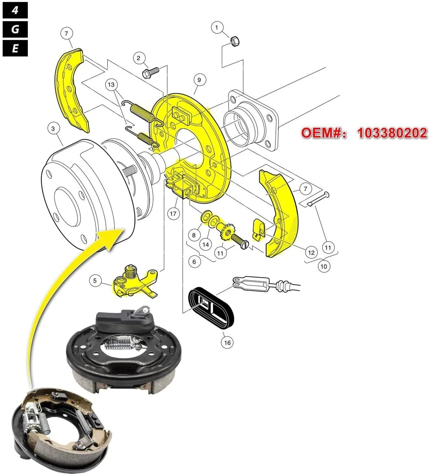 Golf Cart Left and Right Brake Assembly image 4