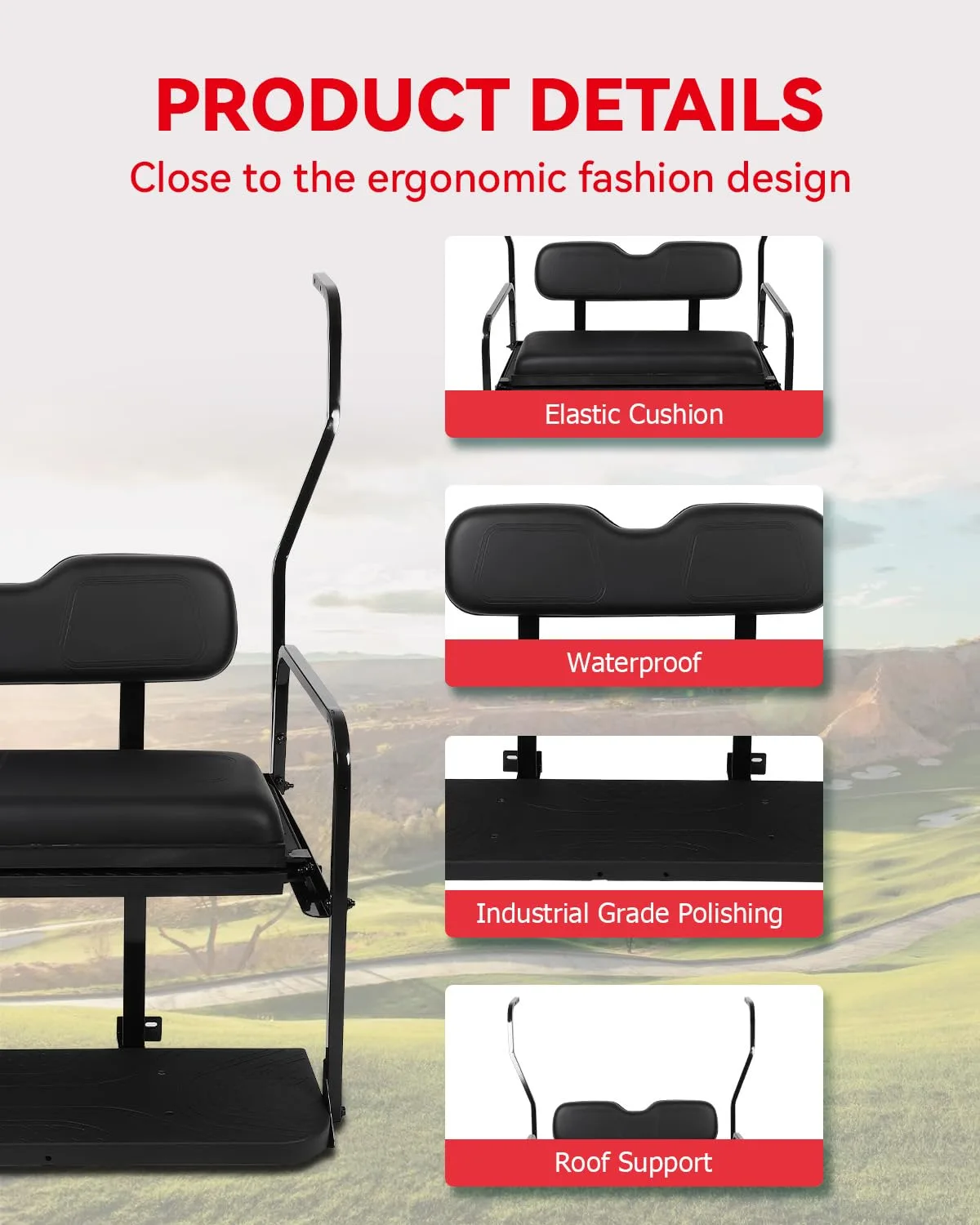 cciyu Rear Flip Seat Kit for Club Car DS 2000.5-2013 image 4