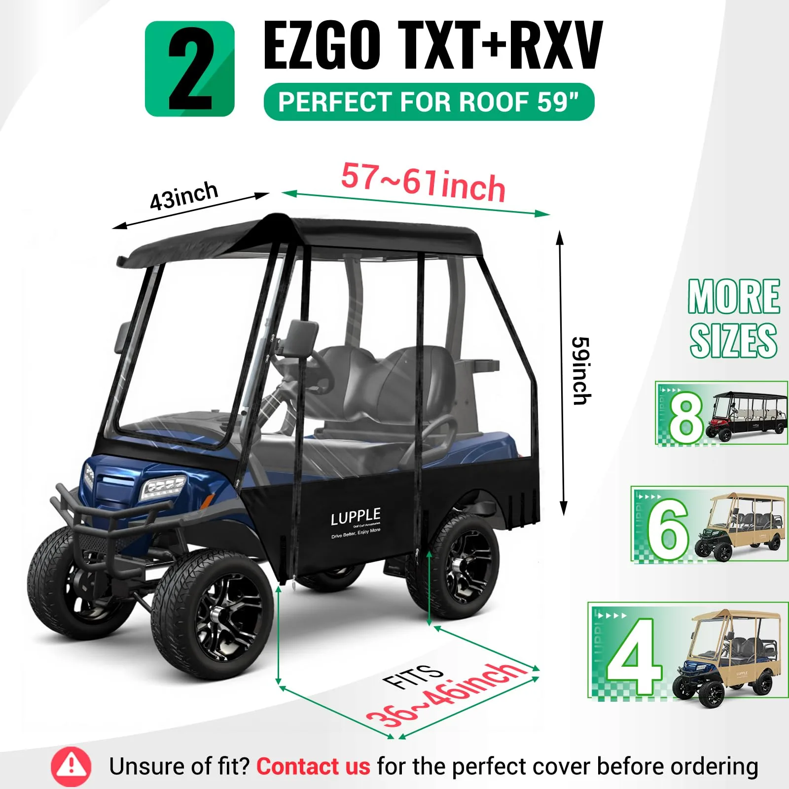 LUPPLE 2-Seat E-Z-GO TXT/RXV Golf Cart Enclosure image 2
