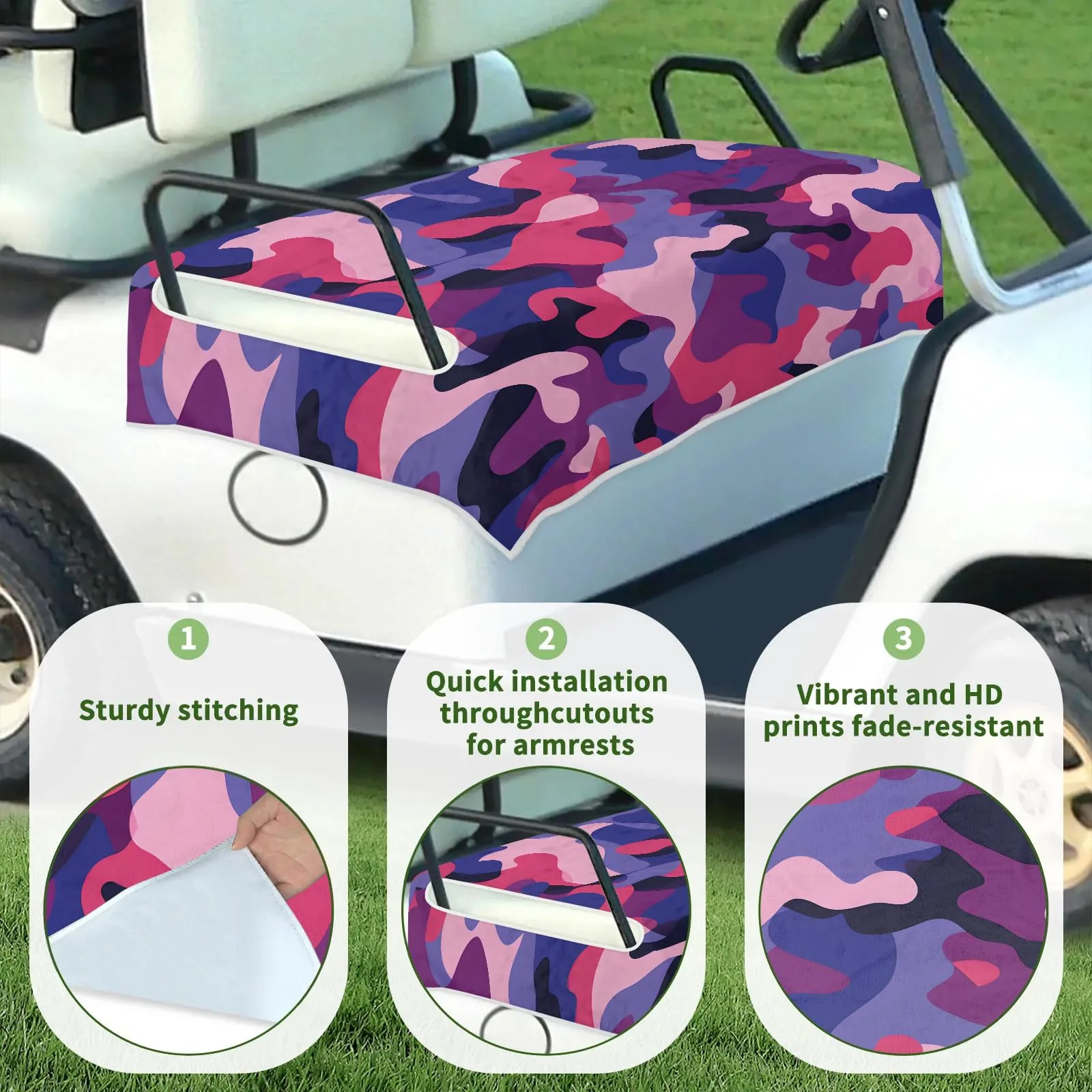 Tiveruda Purple Camouflage Golf Cart Seat Cover image 3
