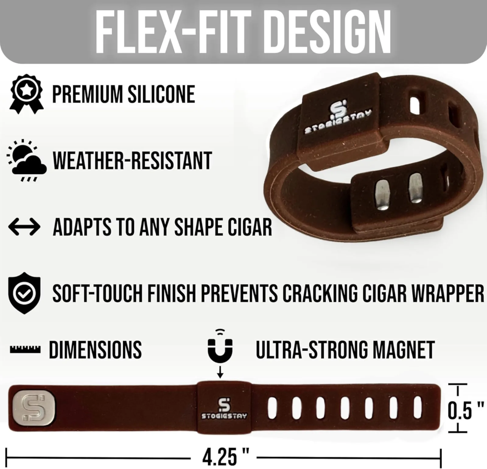 HODL 21 StogieStay Magnetic Cigar Holder — Black & Maduro Brown image 3