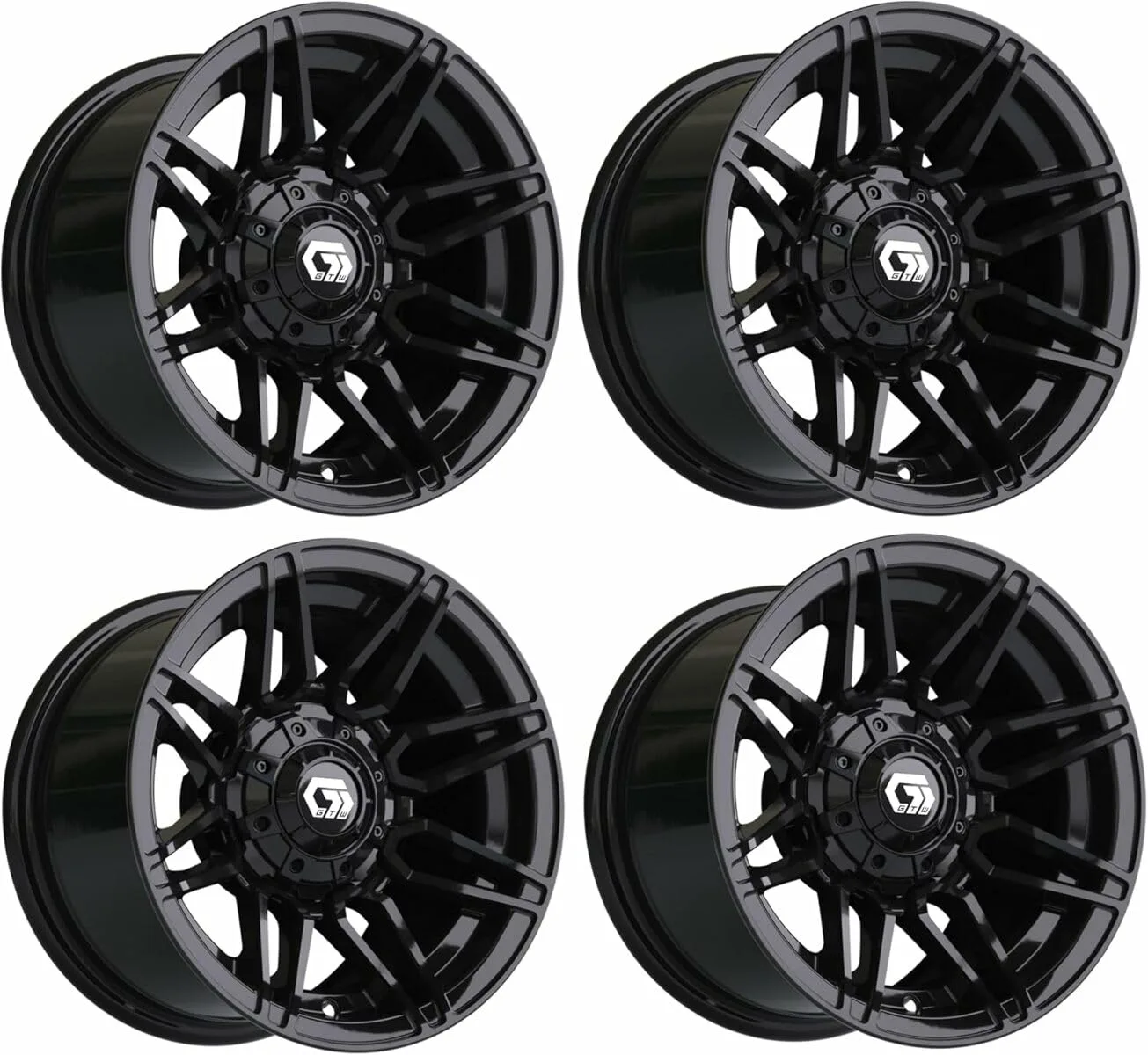 GTW Stealth 12-Inch Gloss Black Golf Cart Wheel Set